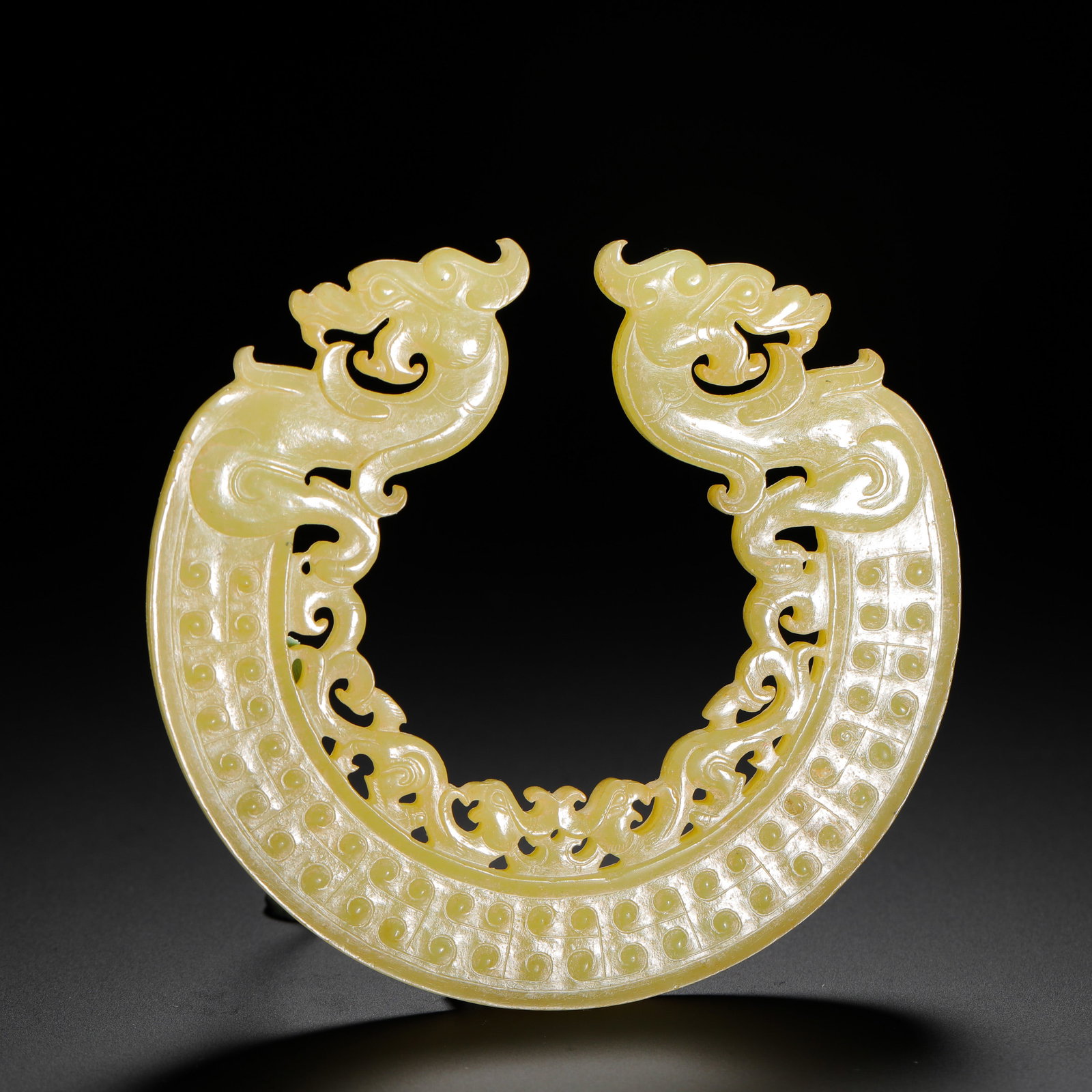 HETIAN JADE DOUBLE DRAGON PATTERN JADE PENDANT - 5