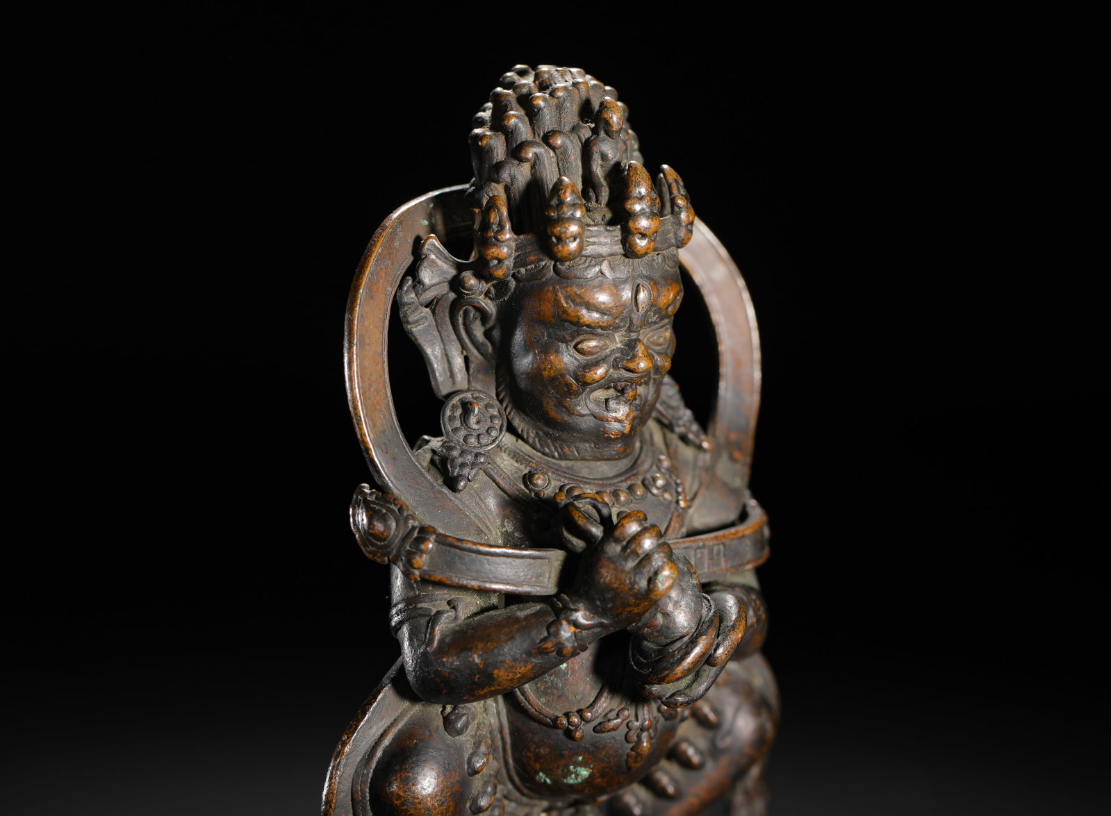 COPPER ALLOY TWO-ARMED BIG BLACK SKY STATUE - 6