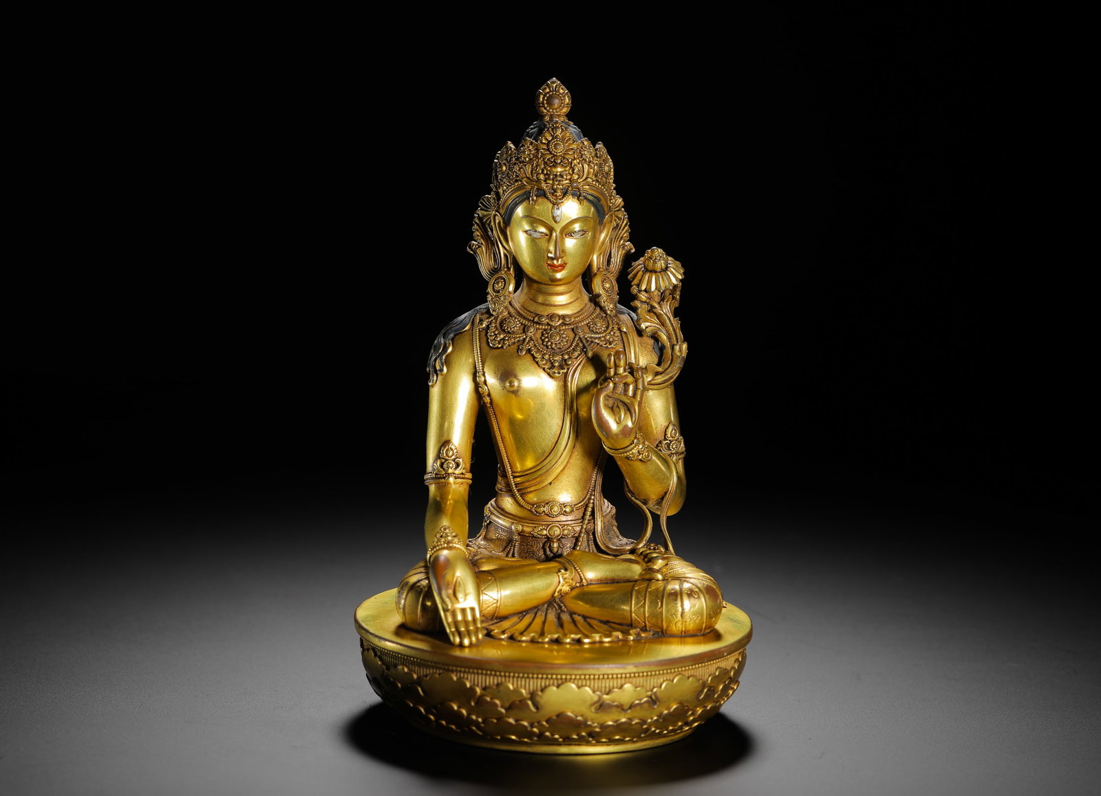 BRONZE GILDED WHITE TARA SEATED FIGURE (1 of 14)