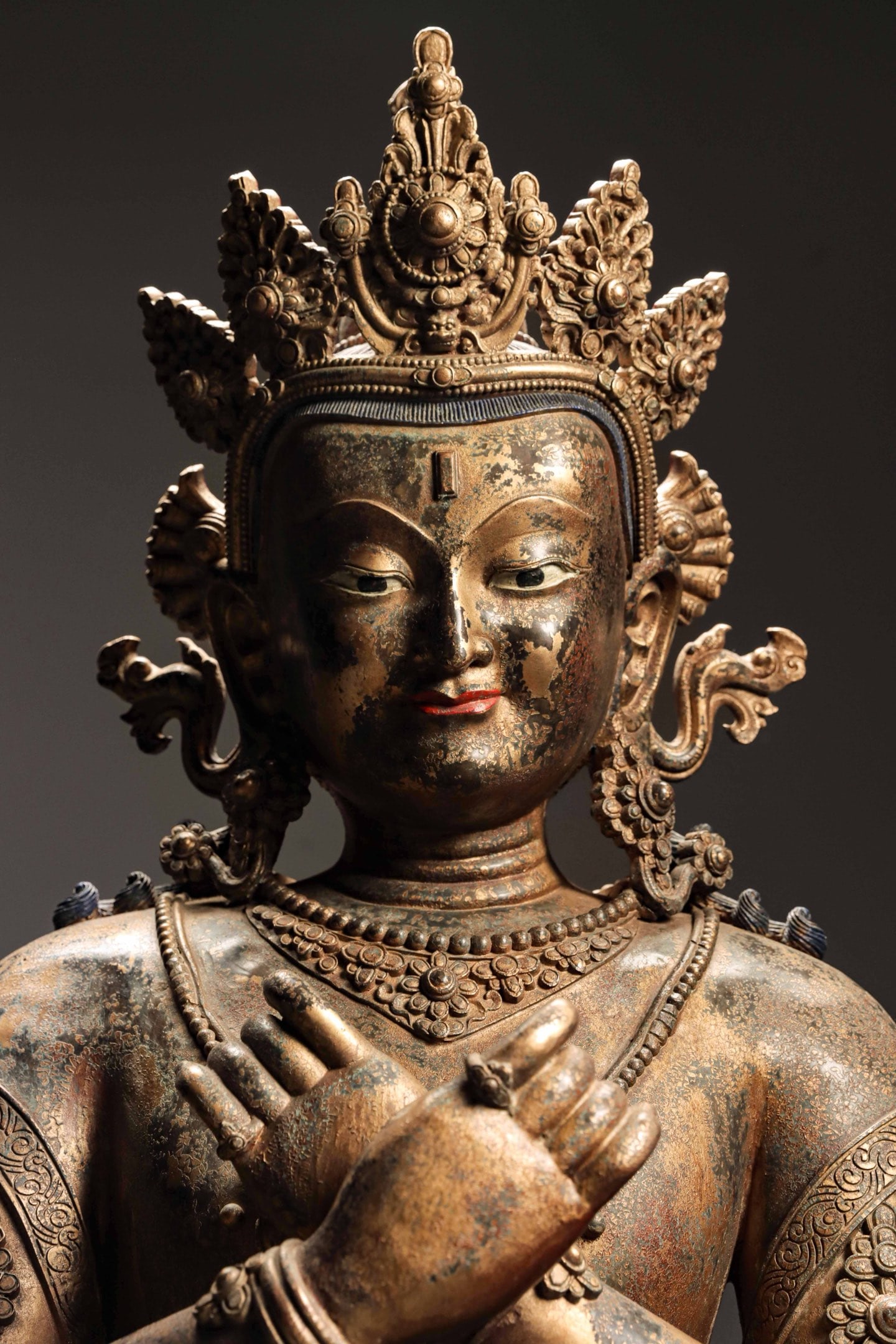 BRONZE GILT VAJRA MASTER STATUE - 3