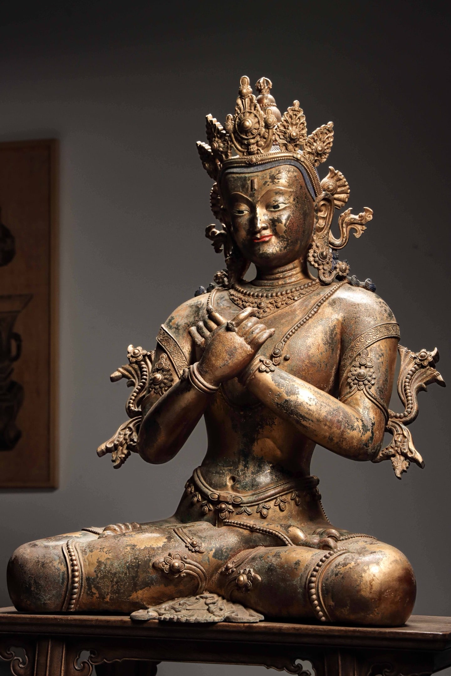 BRONZE GILT VAJRA MASTER STATUE - 6