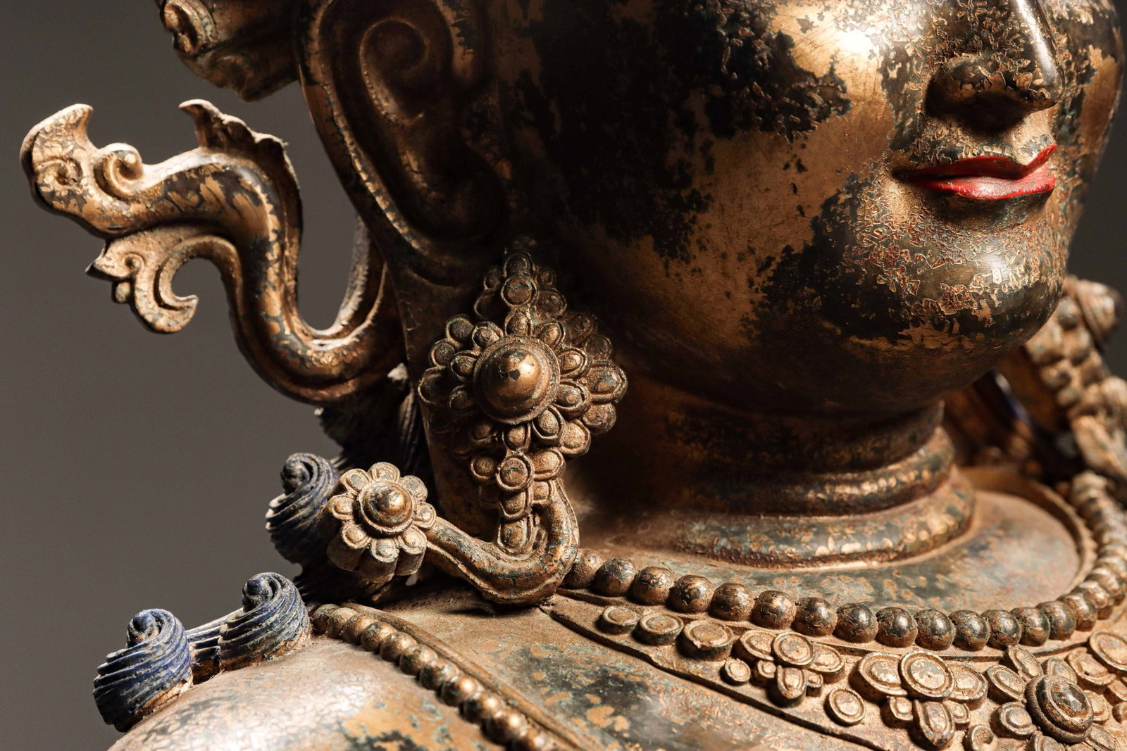 BRONZE GILT VAJRA MASTER STATUE - 8