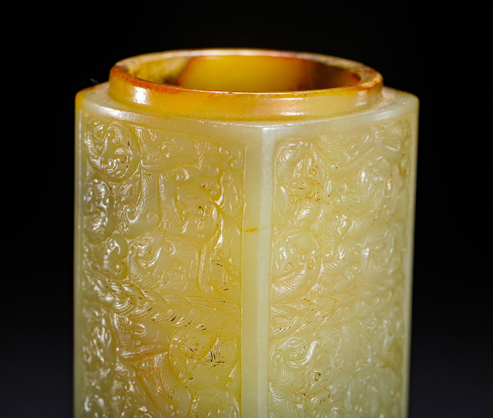 HETIAN YELLOW JADE BEAST PATTERN JADE SECT - 2