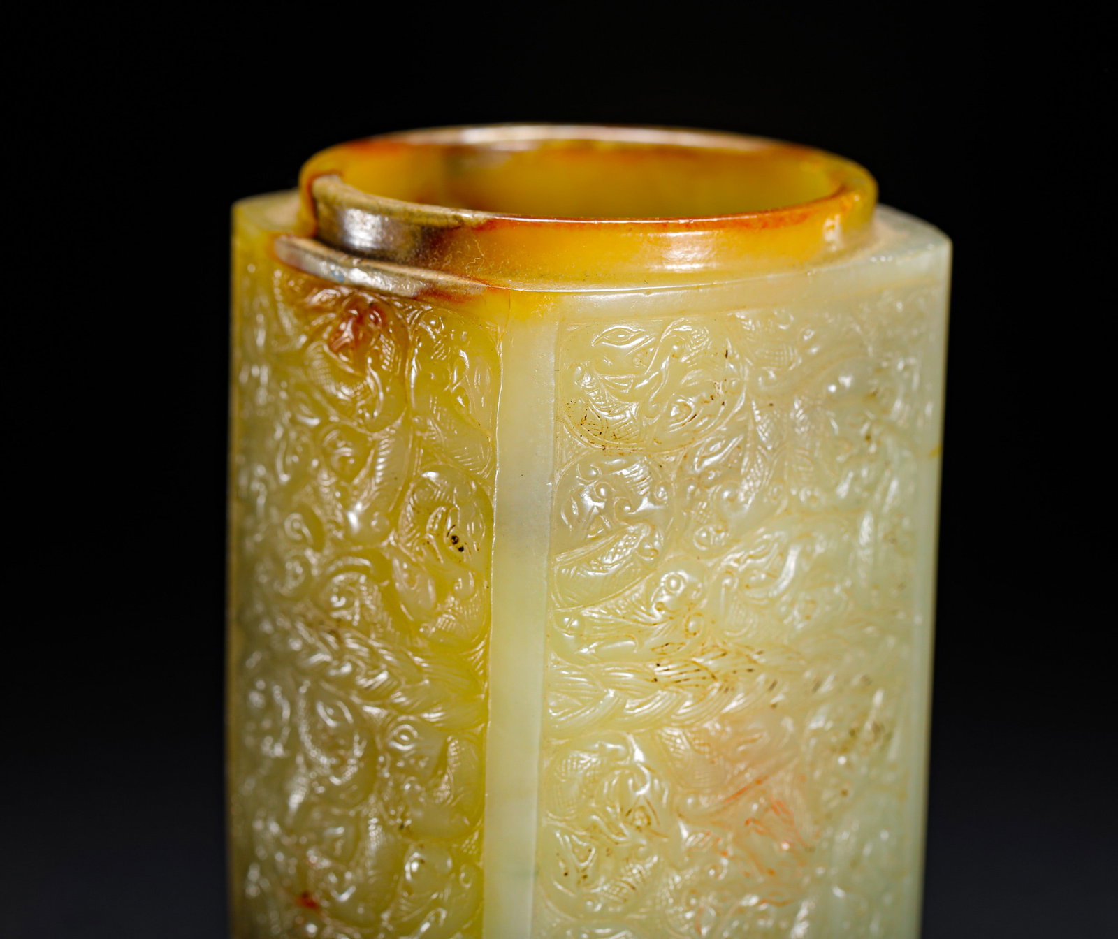 HETIAN YELLOW JADE BEAST PATTERN JADE SECT - 4