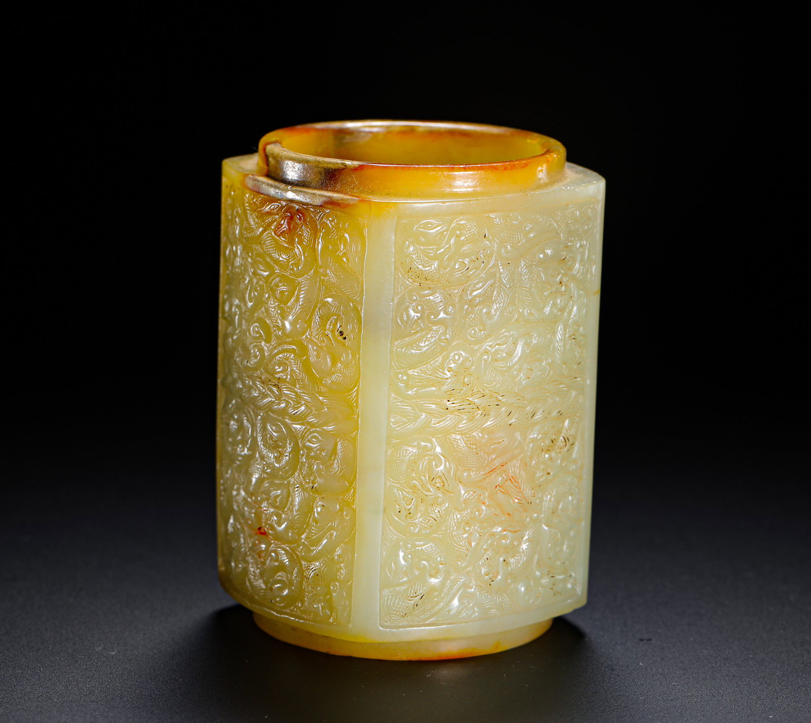 HETIAN YELLOW JADE BEAST PATTERN JADE SECT - 6
