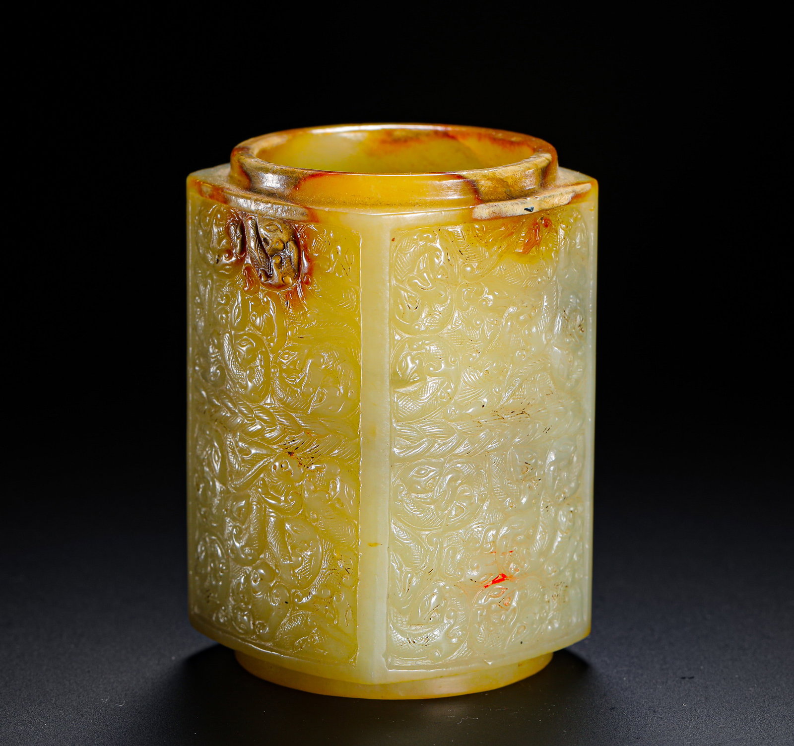 HETIAN YELLOW JADE BEAST PATTERN JADE SECT - 7