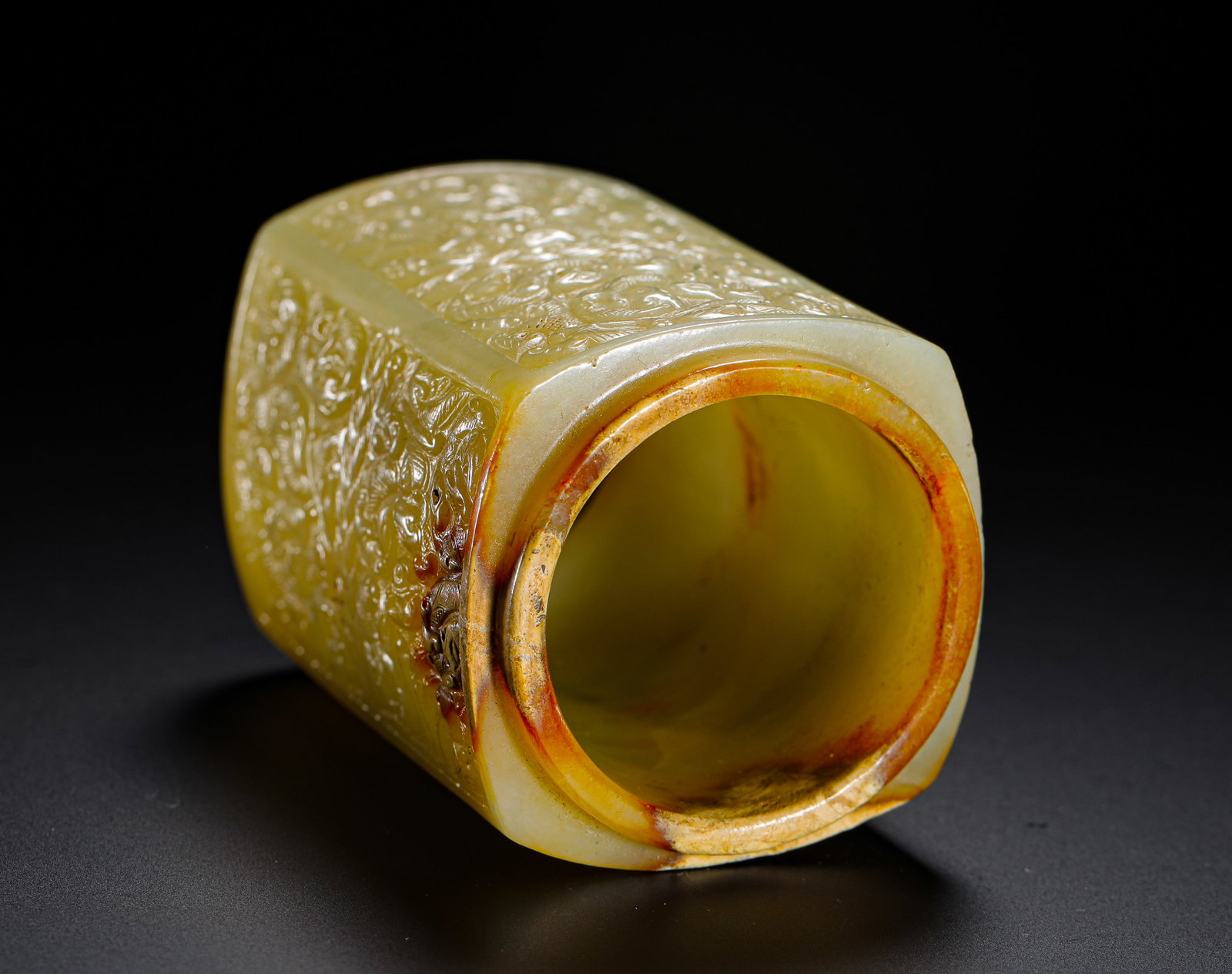 HETIAN YELLOW JADE BEAST PATTERN JADE SECT - 8