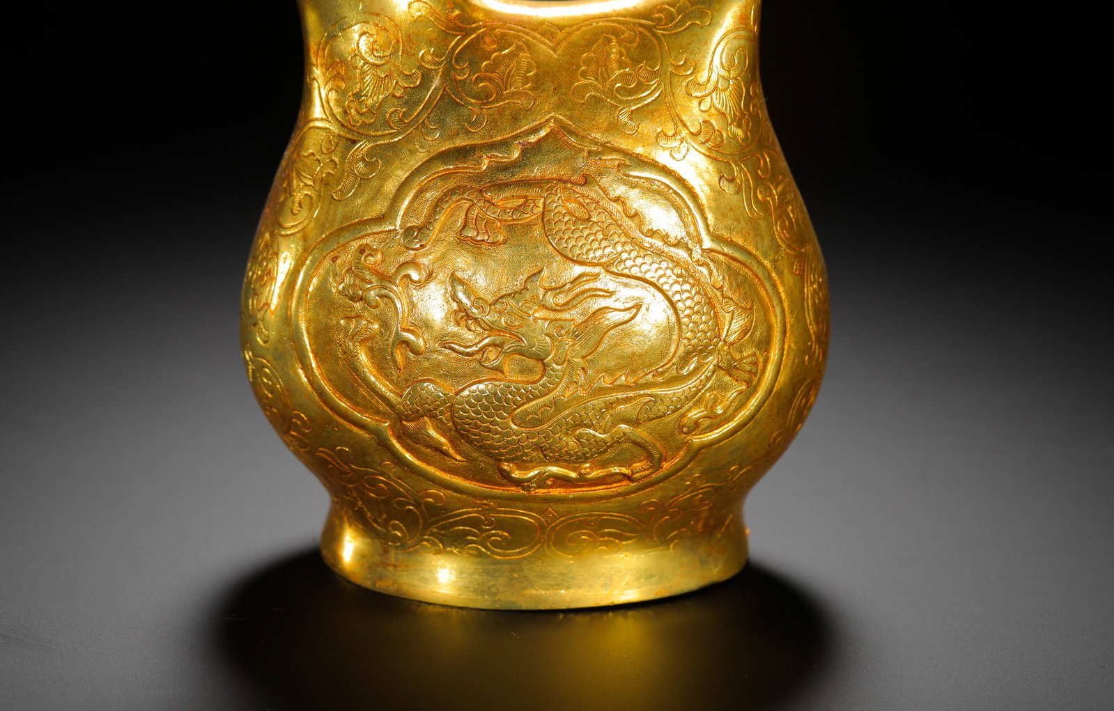 GILDED COPPER ENGRAVED DRAGON PATTERN LEATHER BAG - 3