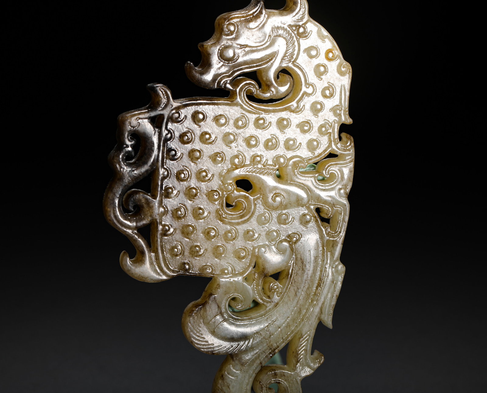 JADE PENDANTS WITH DRAGON AND PHOENIX GRAIN PATTERNS - 8