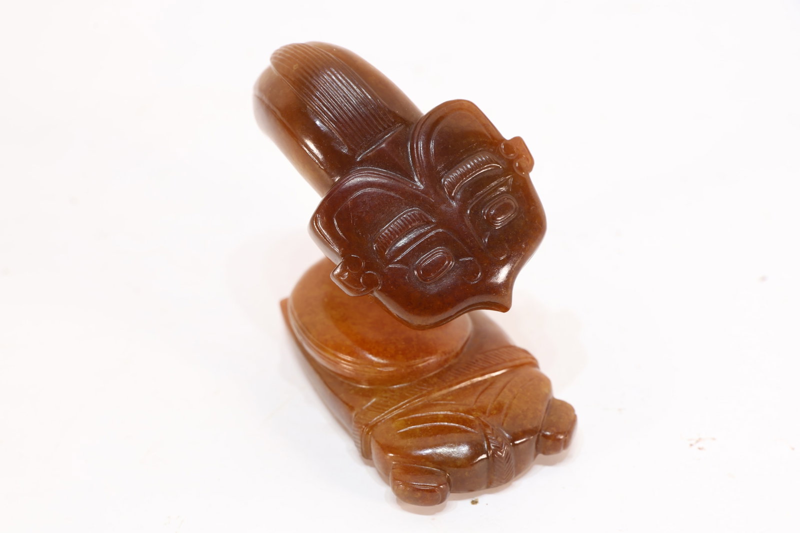 Jade Carved Beast Face Pattern Cicada Shape Ornament: Jade Carved Beast Face Pattern Cicada Shape Ornament (8.5 x 7.5 x 5.5cm)