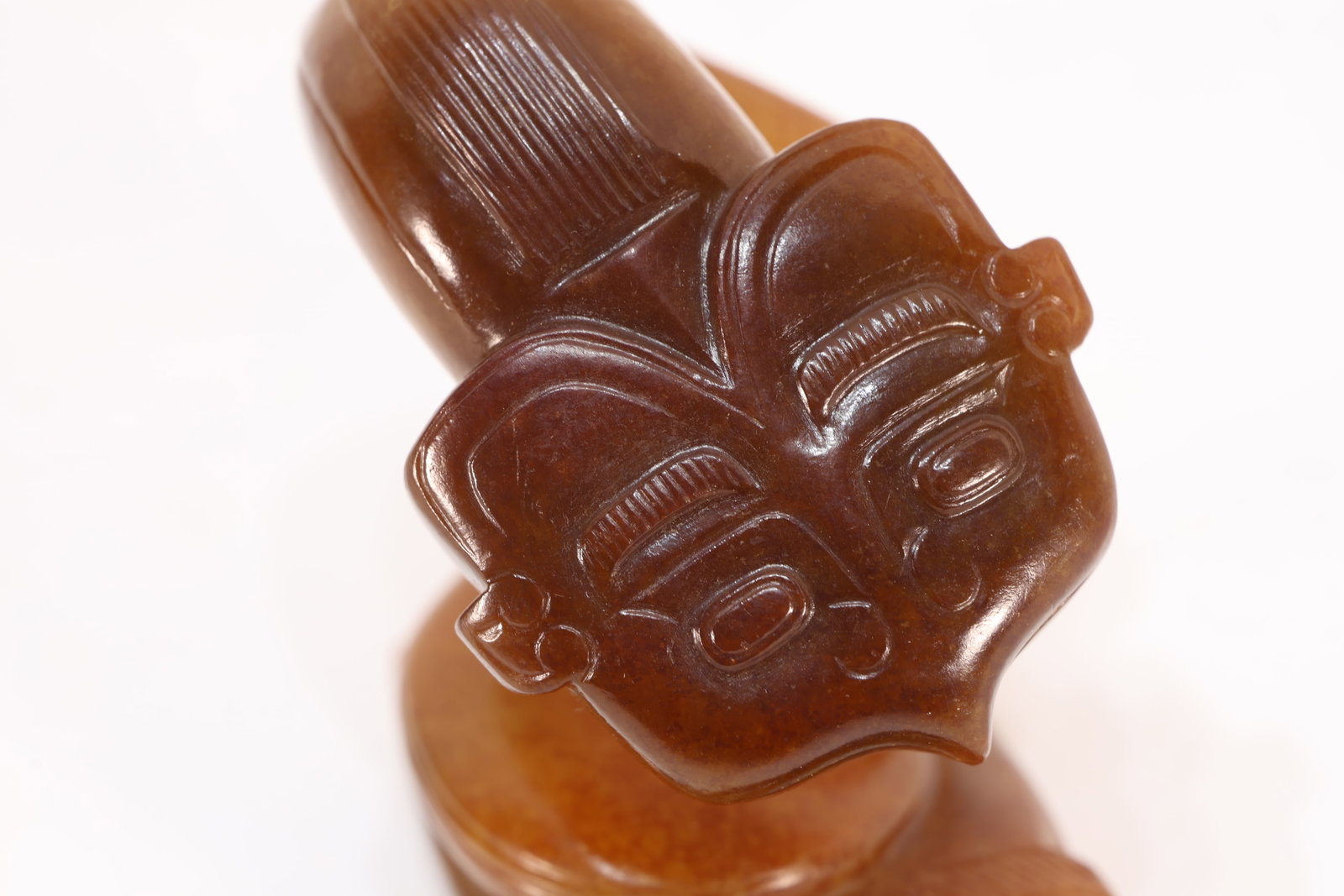 Jade Carved Beast Face Pattern Cicada Shape Ornament - 2
