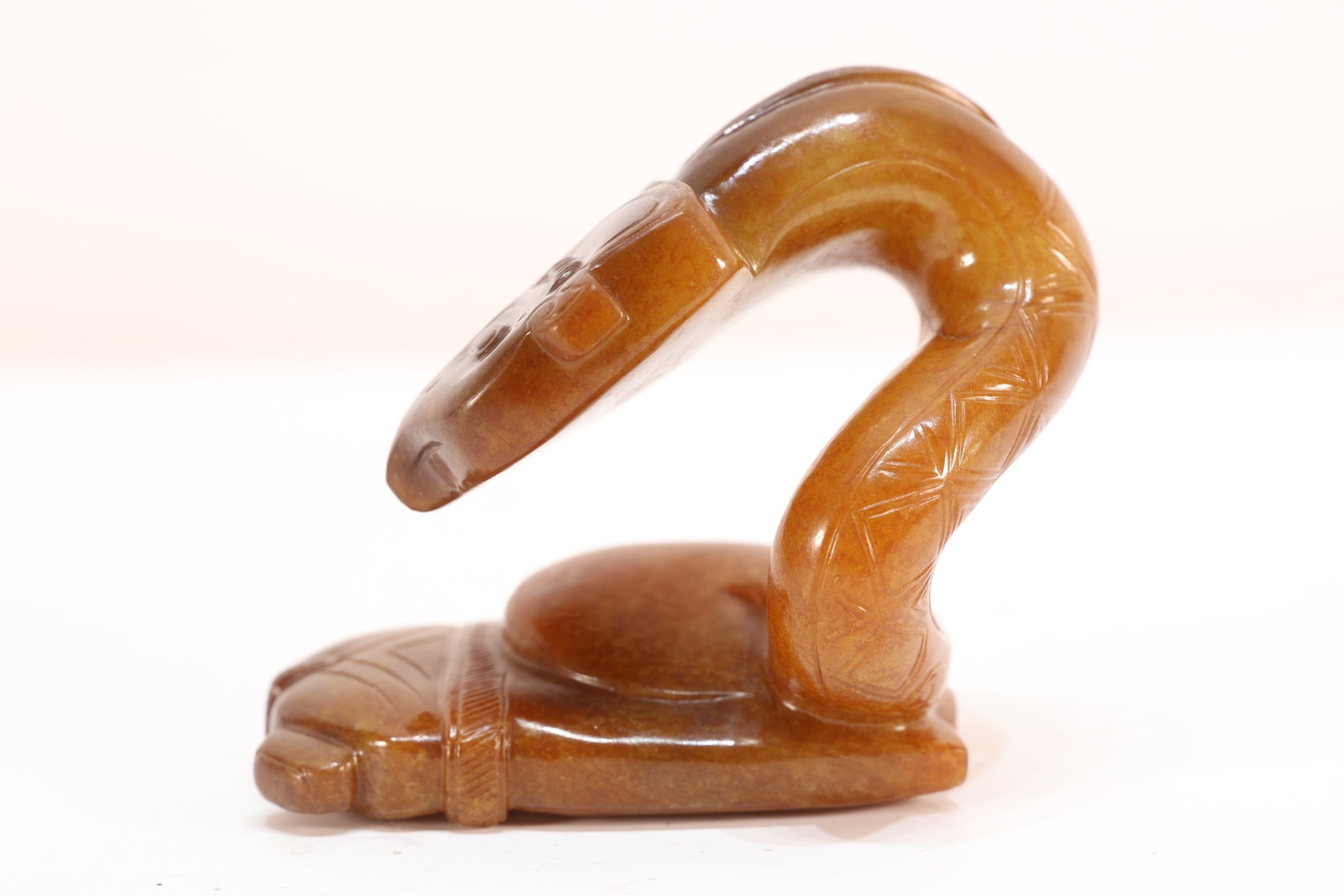 Jade Carved Beast Face Pattern Cicada Shape Ornament - 3