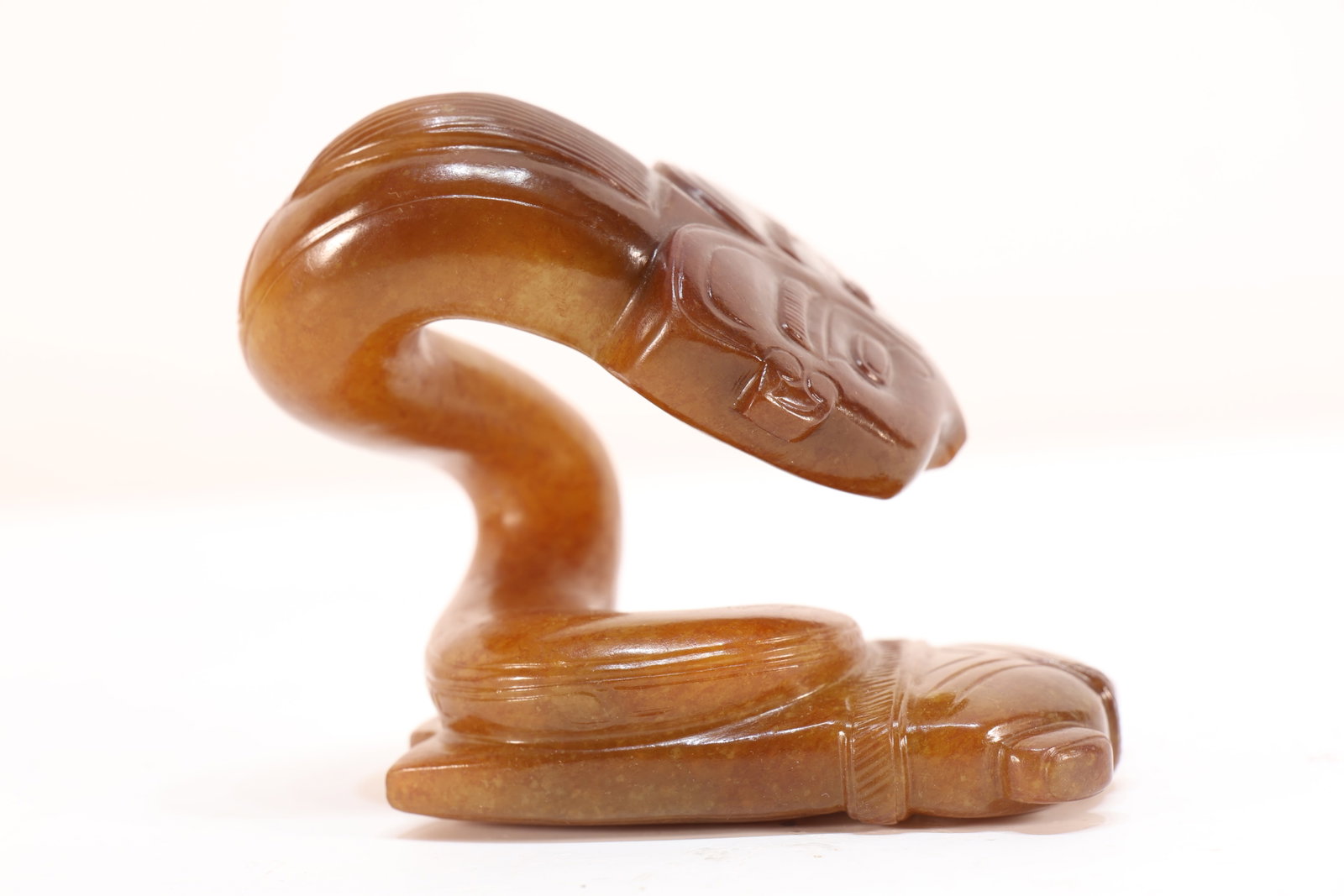 Jade Carved Beast Face Pattern Cicada Shape Ornament - 5