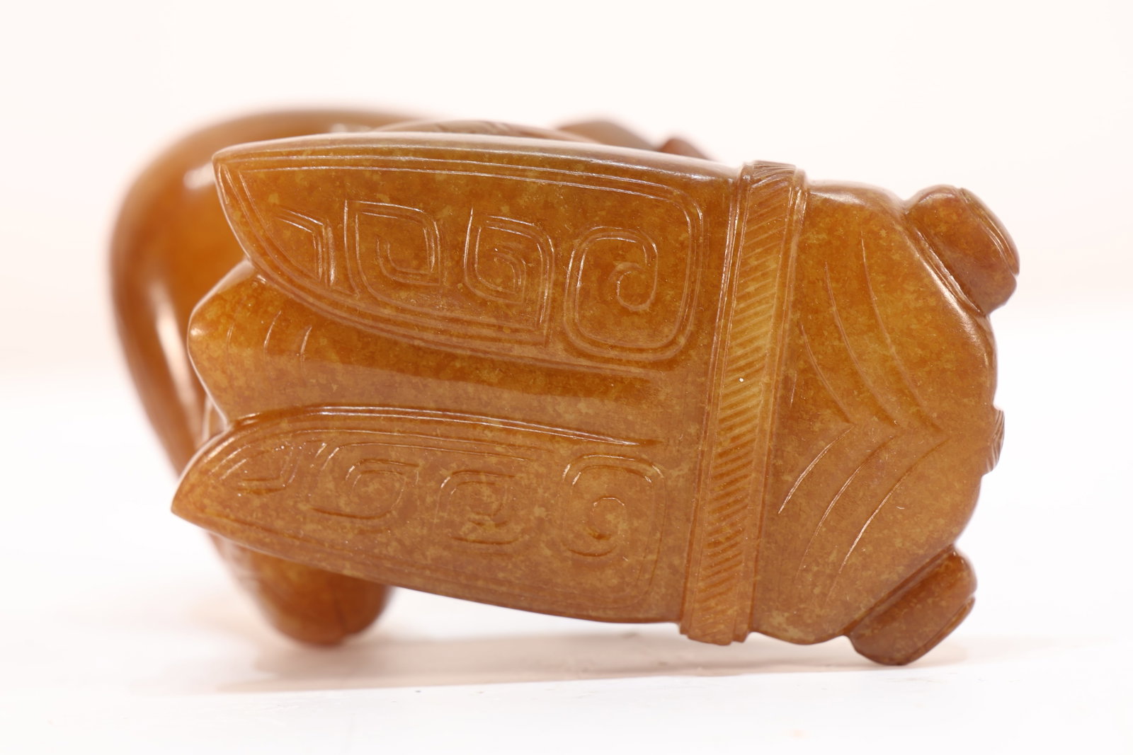 Jade Carved Beast Face Pattern Cicada Shape Ornament - 6