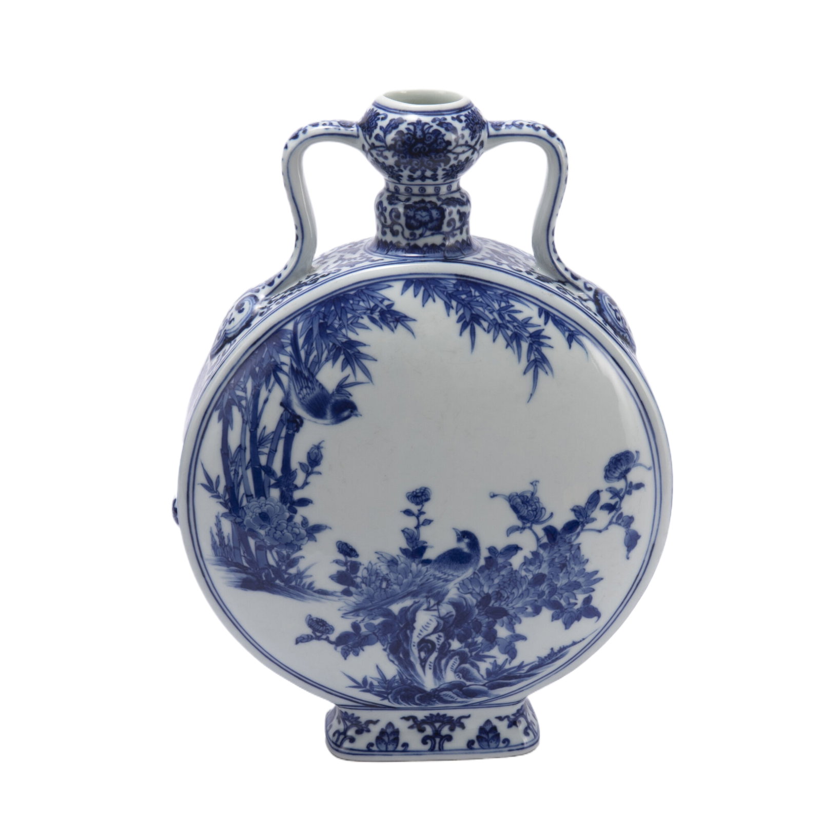 A VERY FINE CHINESE BLUE AND WHITE PHEASANT BIANHHU: A VERY FINE CHINESE BLUE AND WHITE PHEASANT BIANHHU (21.5 x 7 x 30cm,Weight 2390g)