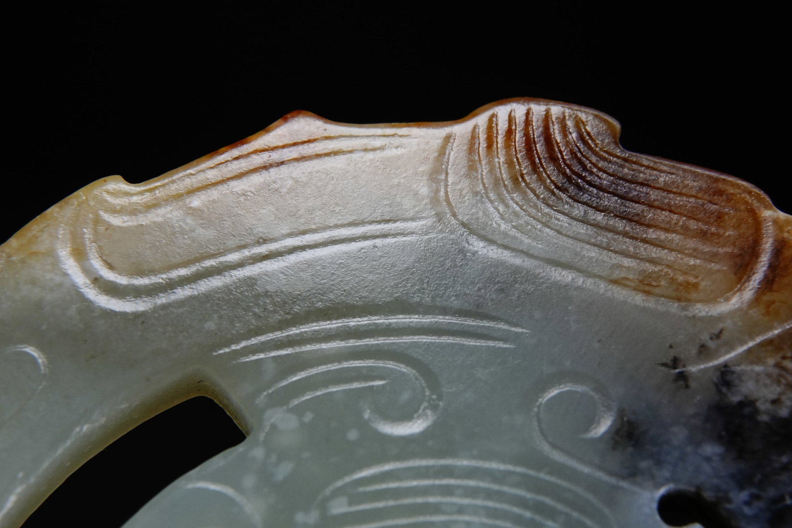 Jade Carved Beast Face Pattern Dragon Shape Bi - 4
