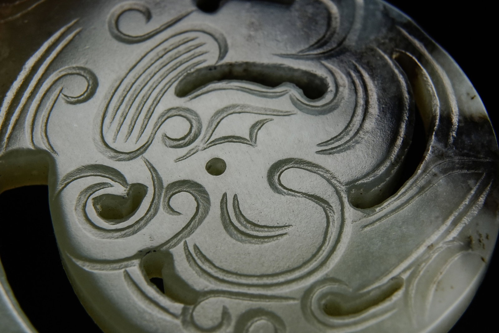 Jade Carved Beast Face Pattern Dragon Shape Bi - 5