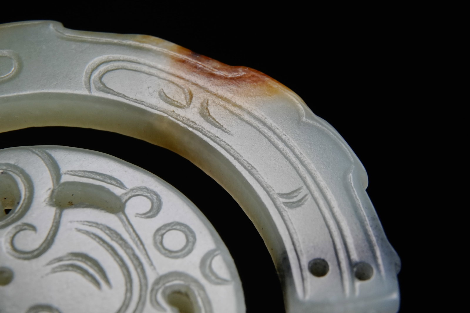 Jade Carved Beast Face Pattern Dragon Shape Bi - 7