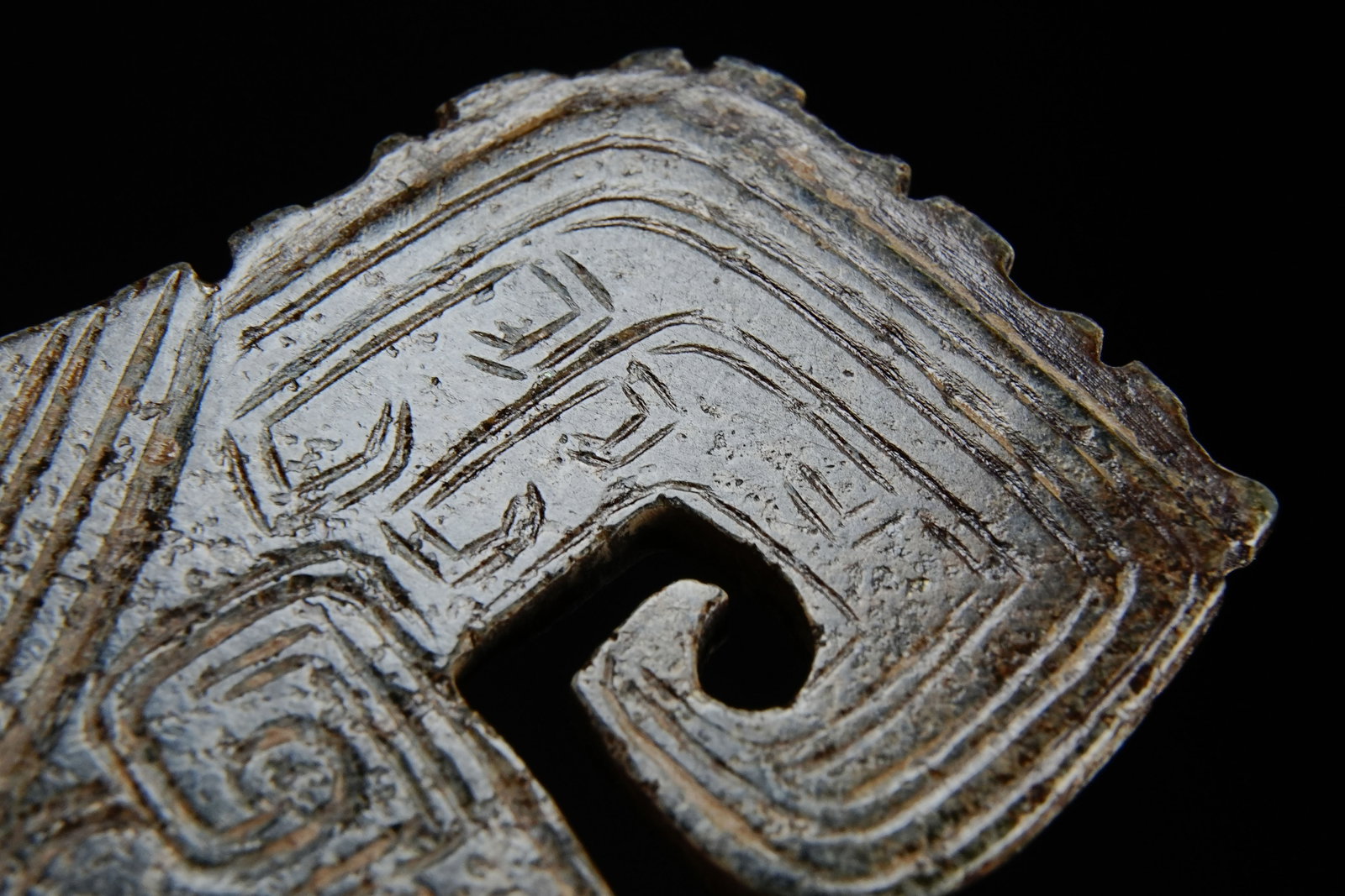 Jade Carved Beast Face Pattern Bird Shape Bi - 7