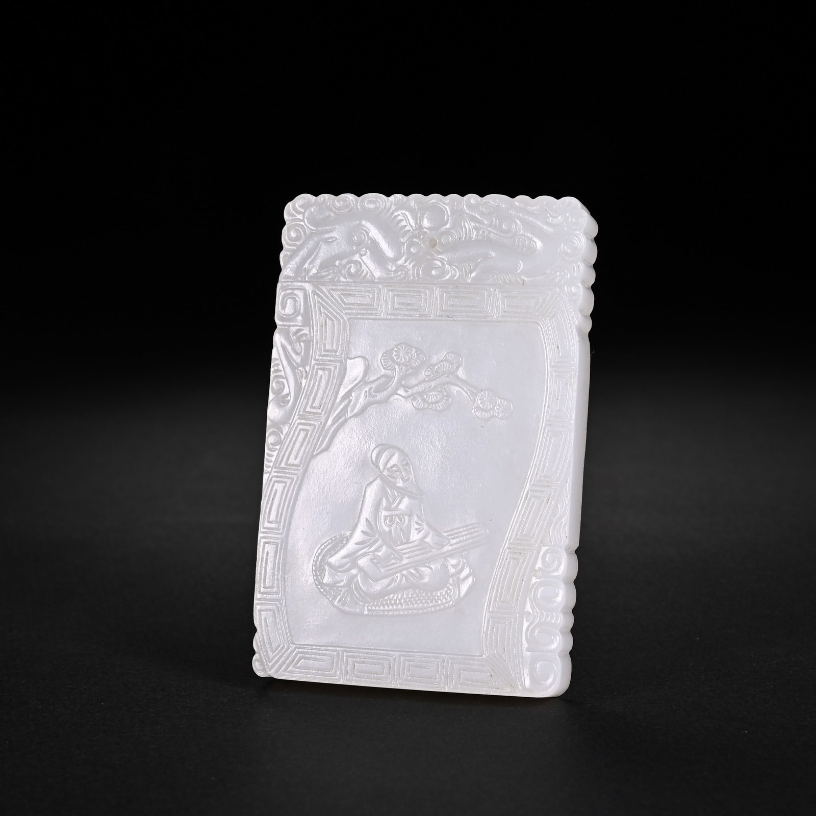 A CHINESE WHITE HETIAN JADE PLAQUE (1 of 7)