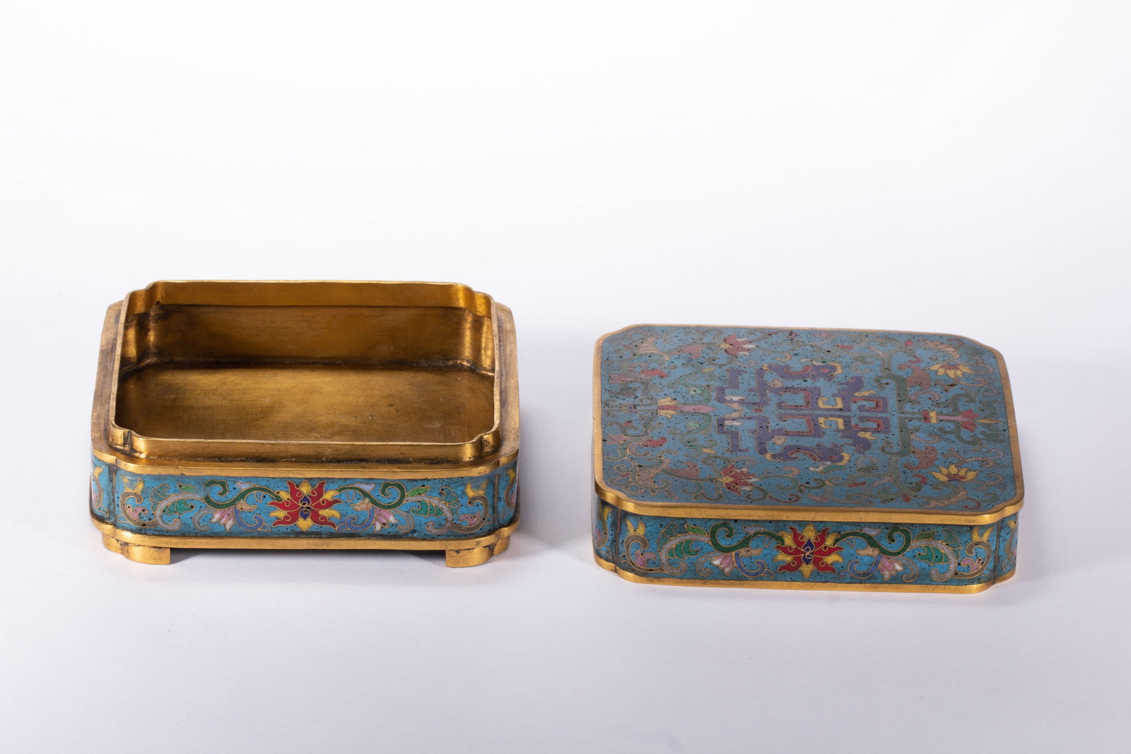 CHINESE CLOISONNE ENAMEL SQUARE BOX - 2