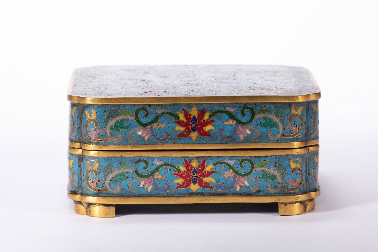 CHINESE CLOISONNE ENAMEL SQUARE BOX - 3