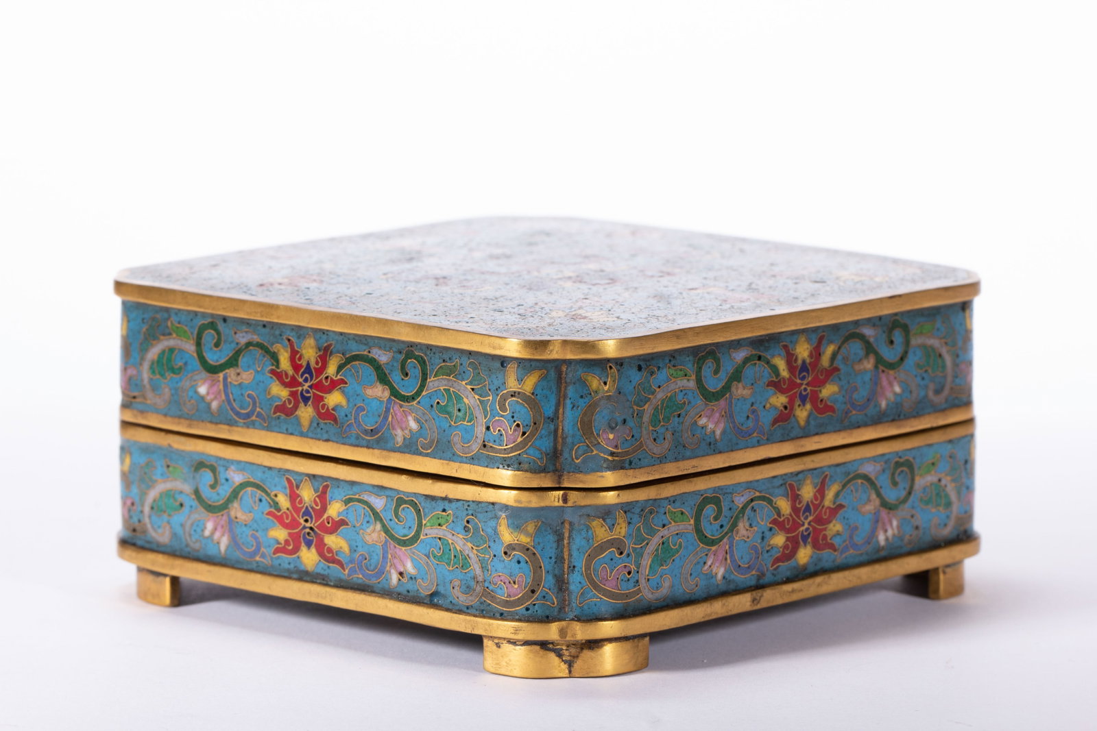 CHINESE CLOISONNE ENAMEL SQUARE BOX - 4