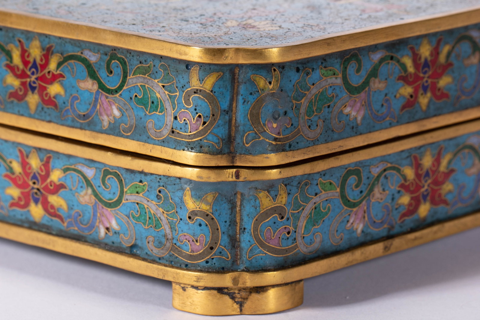CHINESE CLOISONNE ENAMEL SQUARE BOX - 5