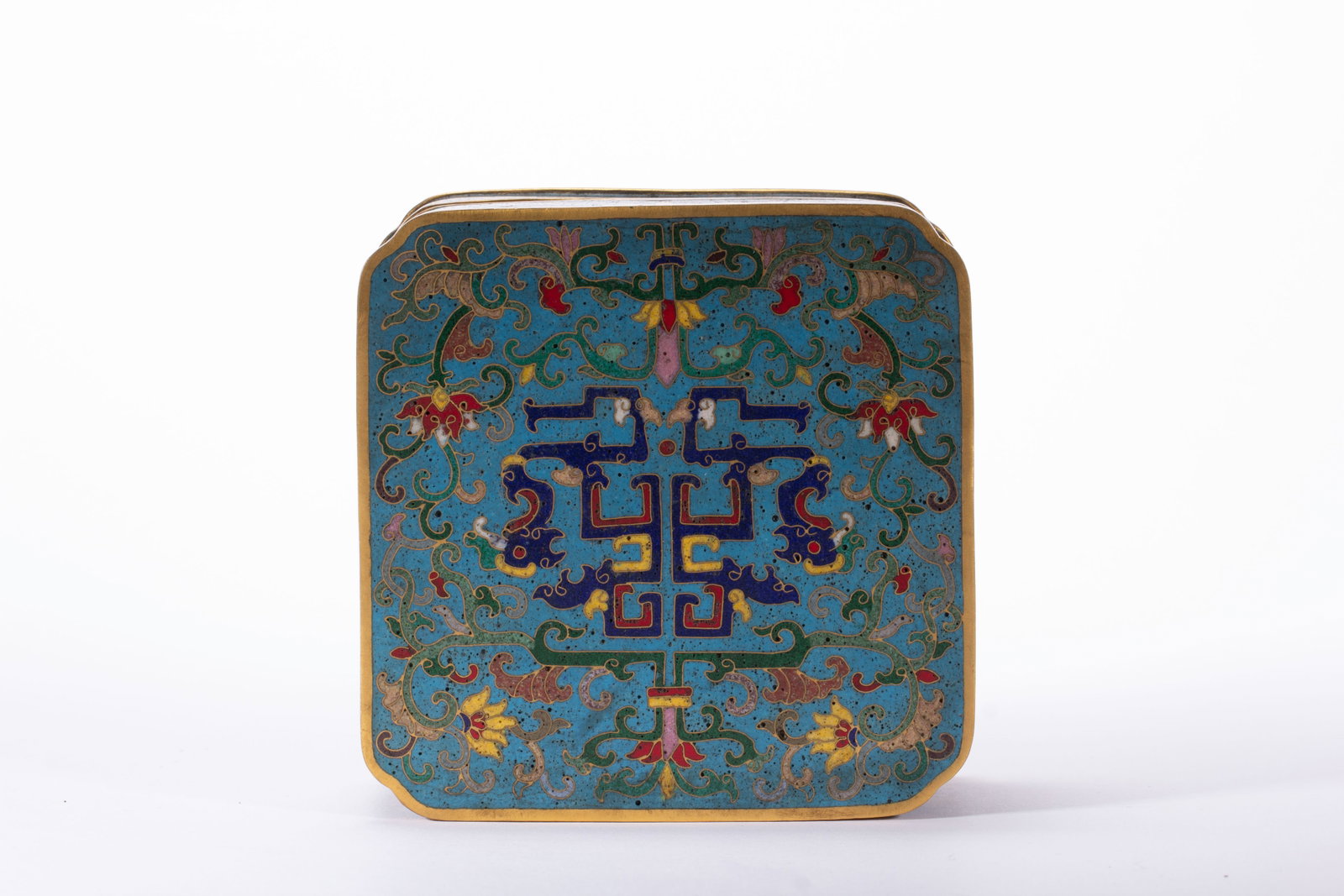 CHINESE CLOISONNE ENAMEL SQUARE BOX - 6