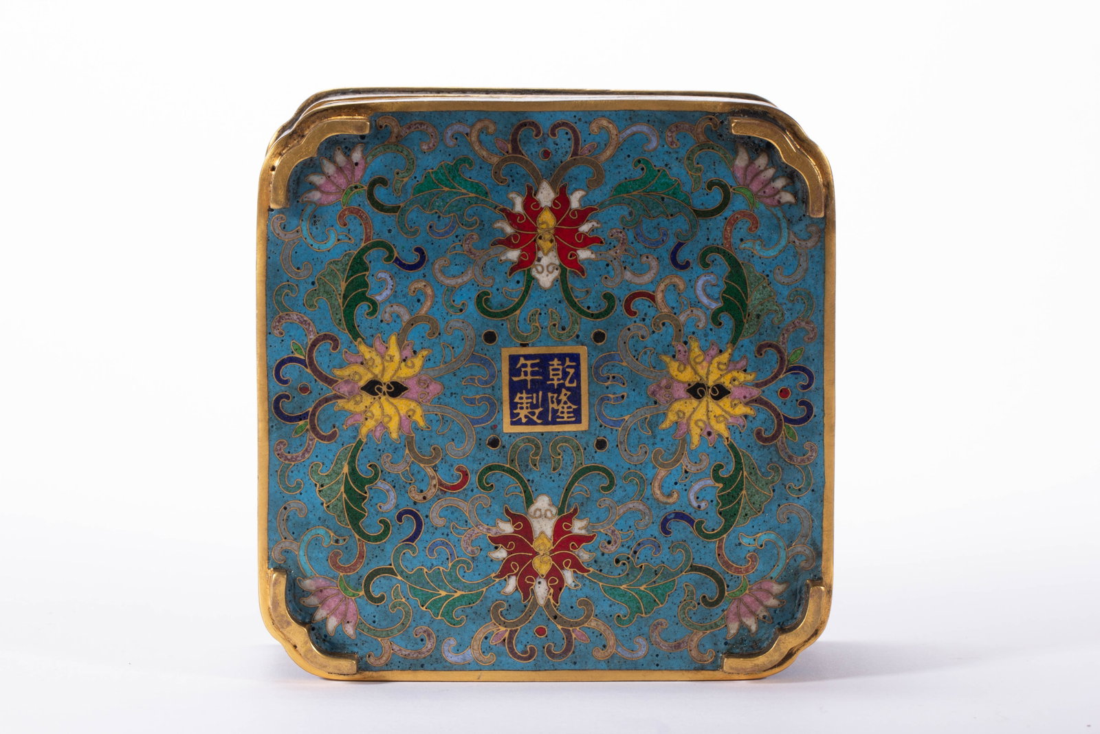 CHINESE CLOISONNE ENAMEL SQUARE BOX - 8