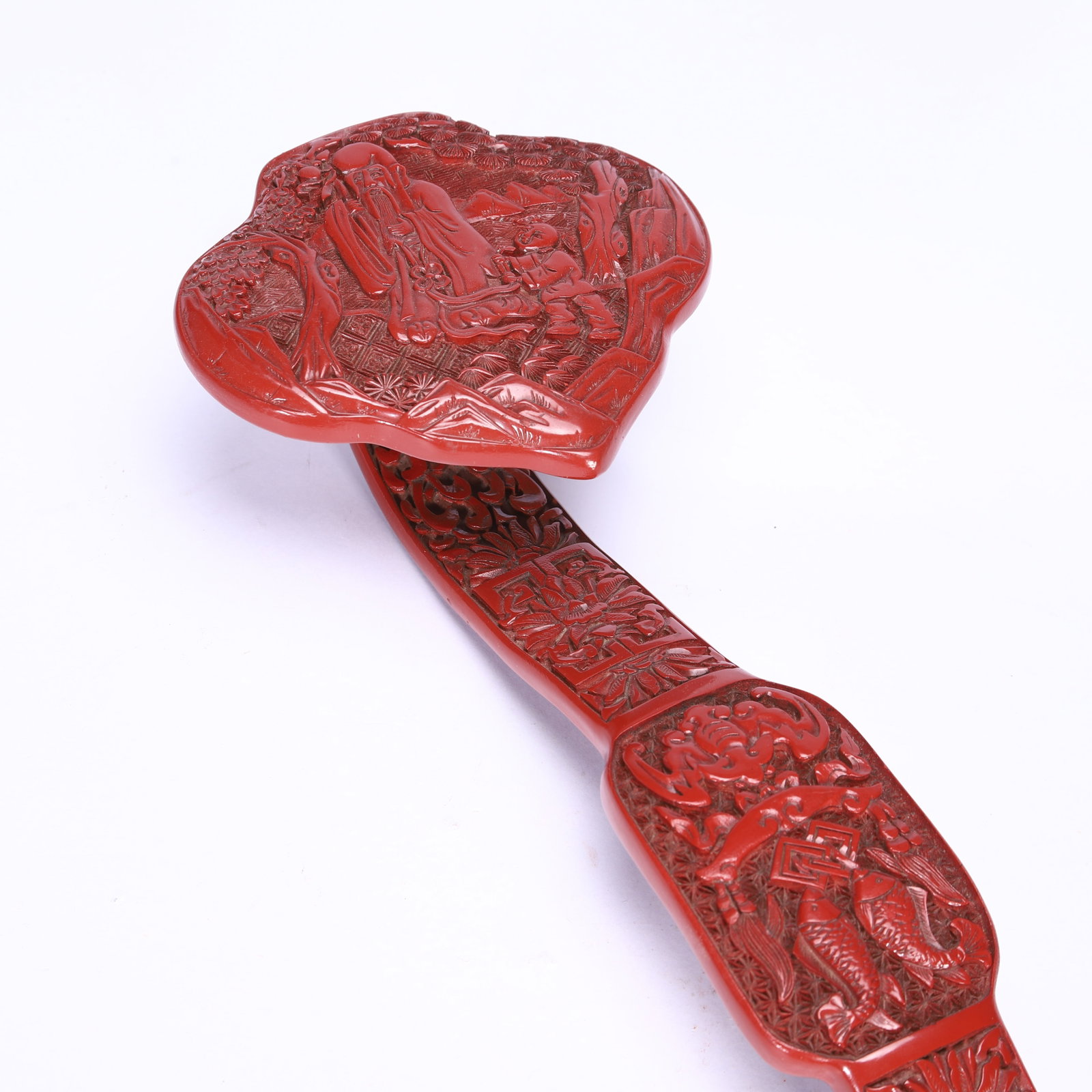 CHINESE CINNABAR LACQUER RUYI SCEPTER - 2