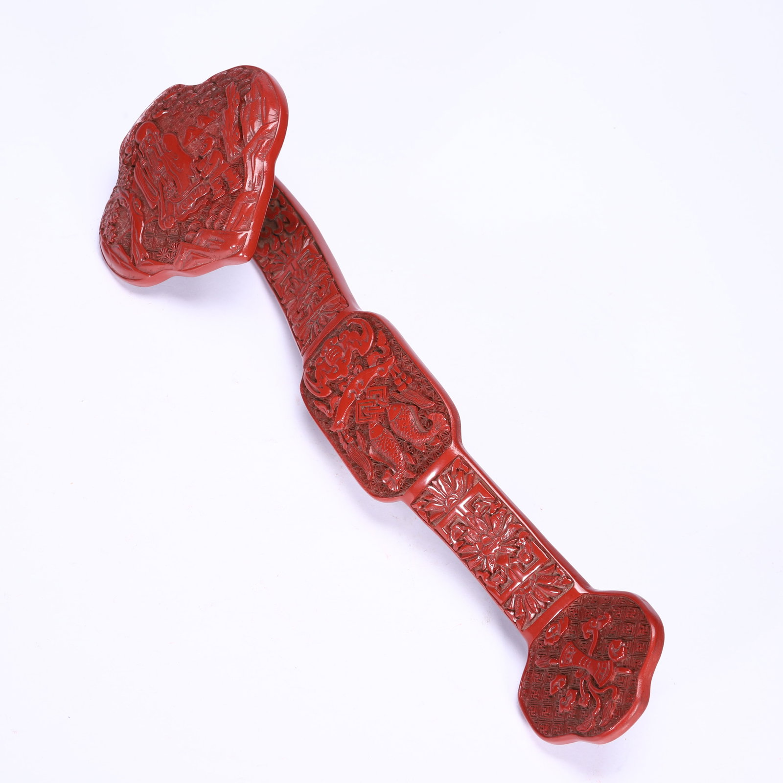 CHINESE CINNABAR LACQUER RUYI SCEPTER - 5