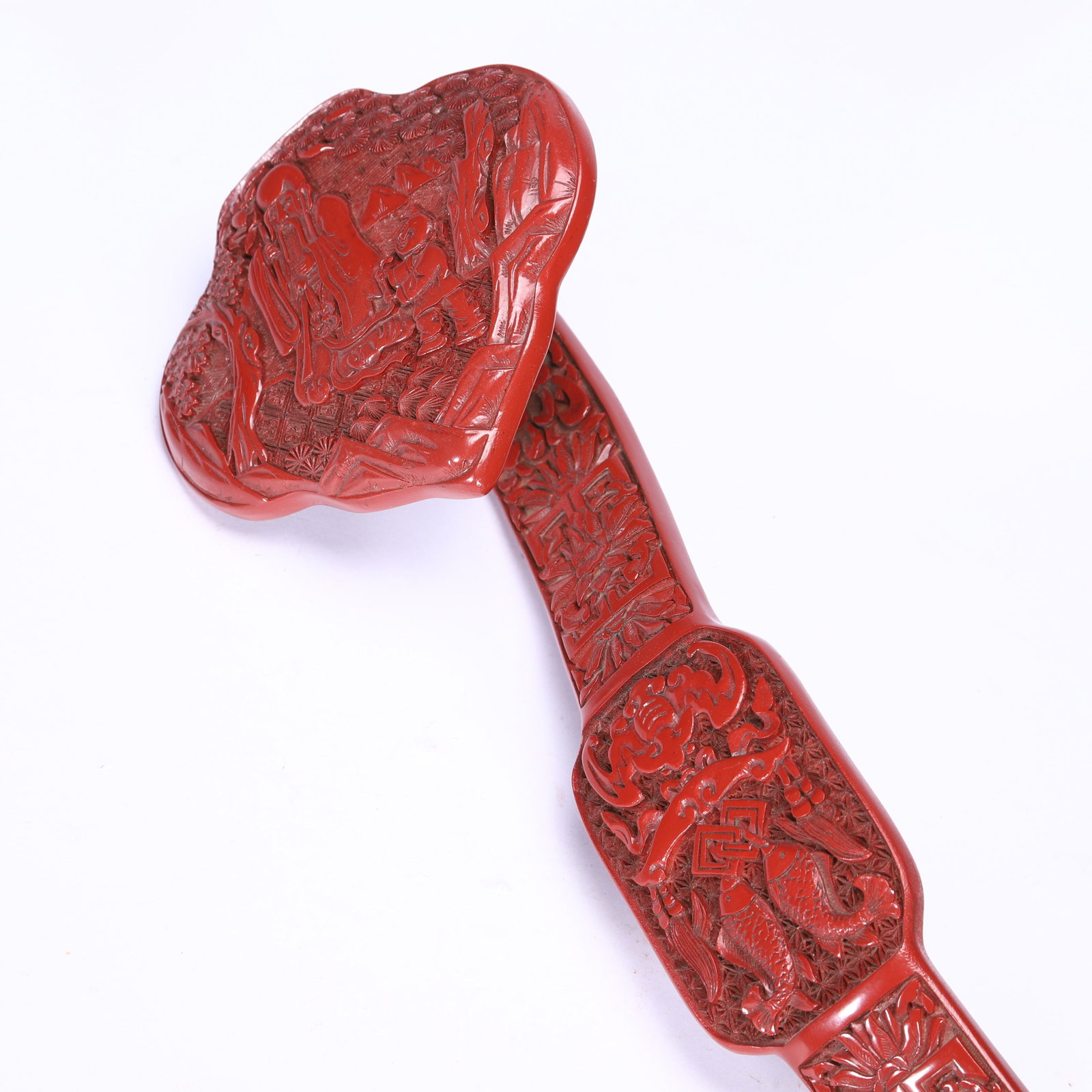 CHINESE CINNABAR LACQUER RUYI SCEPTER - 6