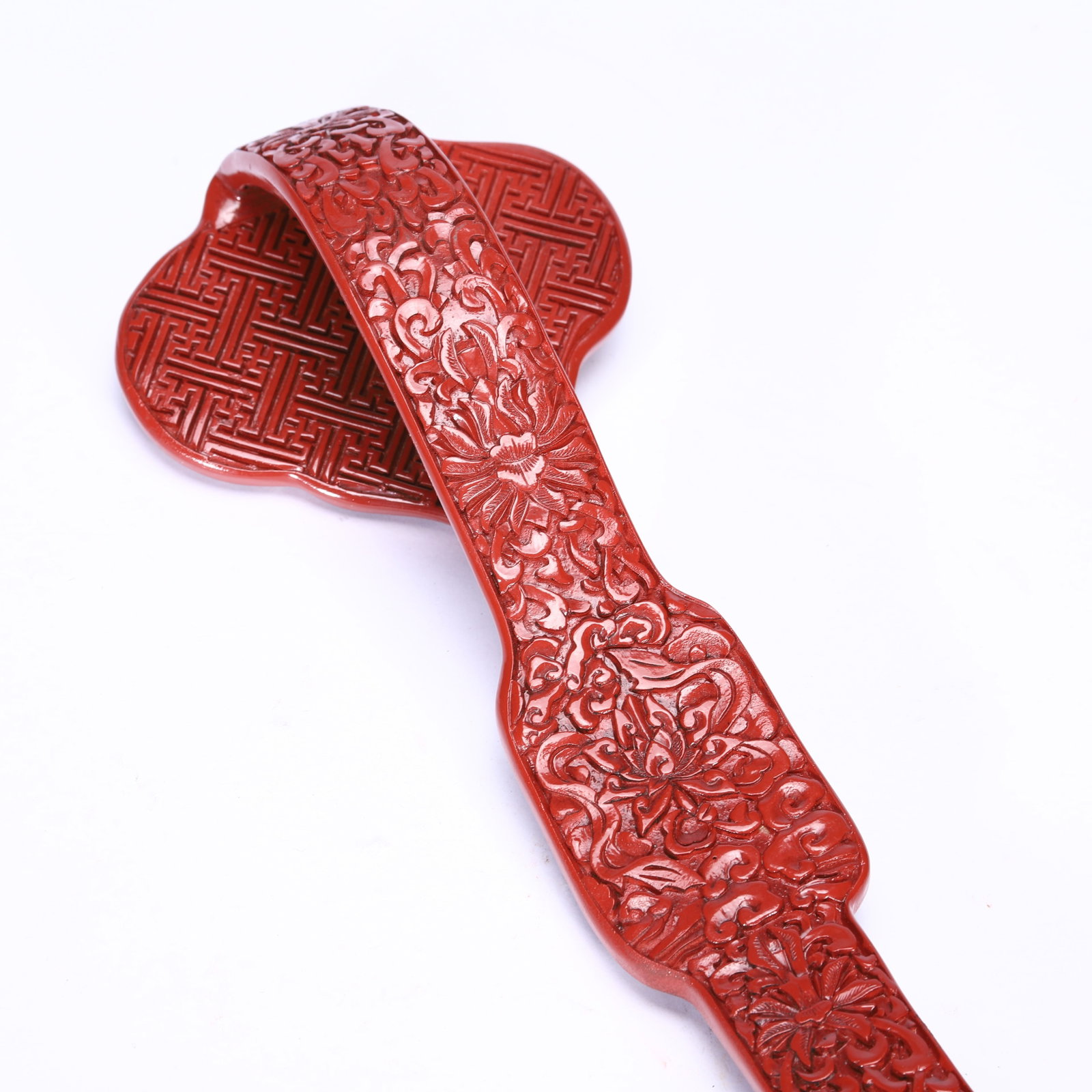 CHINESE CINNABAR LACQUER RUYI SCEPTER - 9