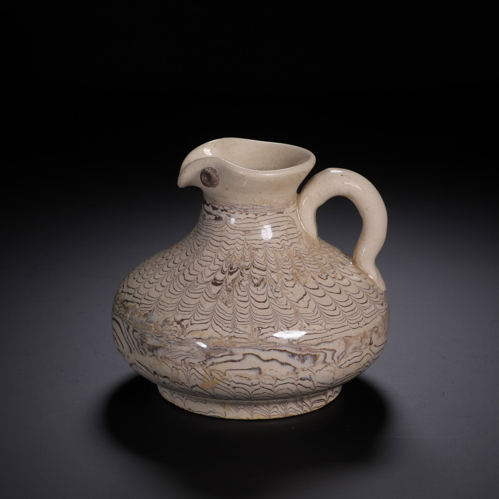 A CHINESE MARBLED CLAY EWER - 2