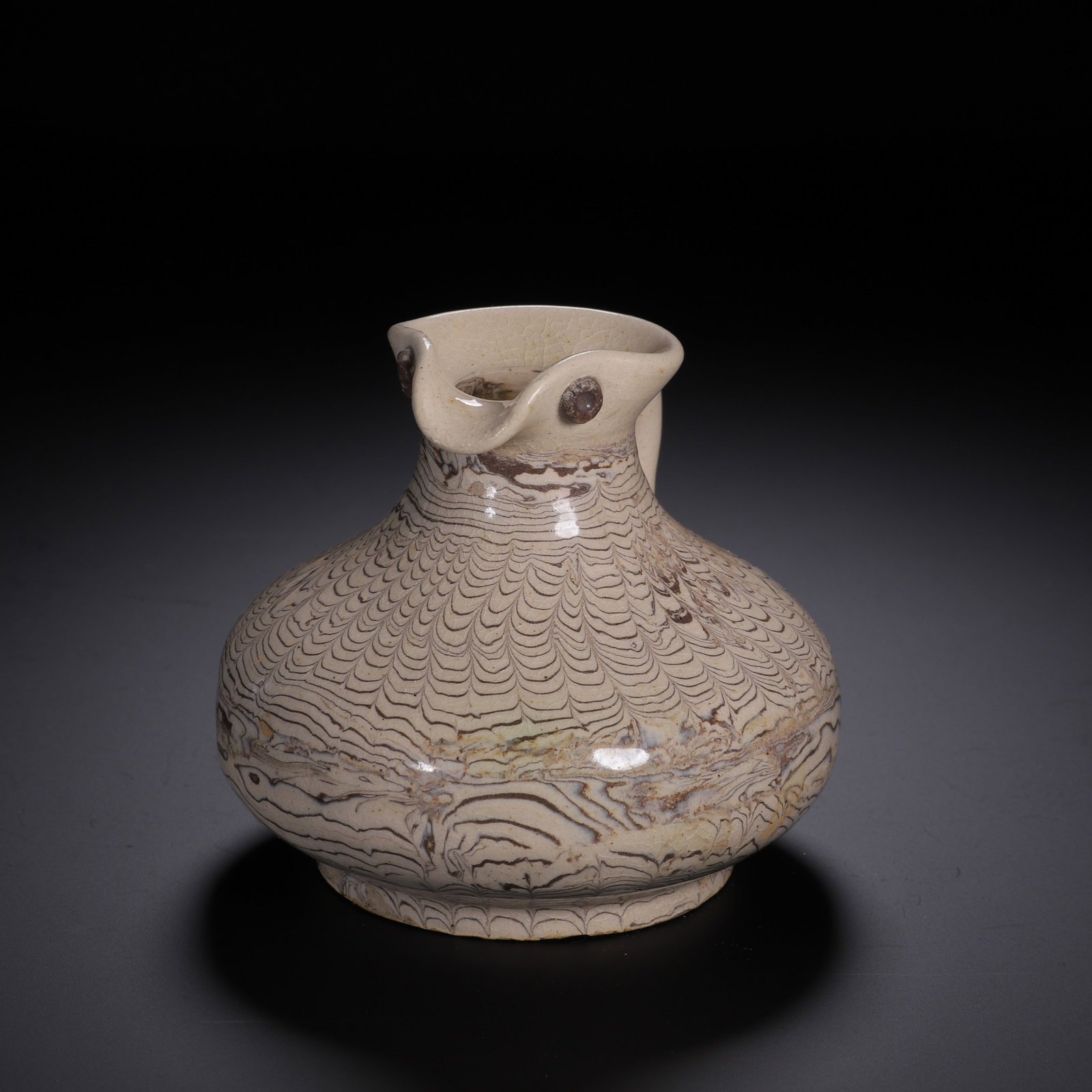 A CHINESE MARBLED CLAY EWER - 5