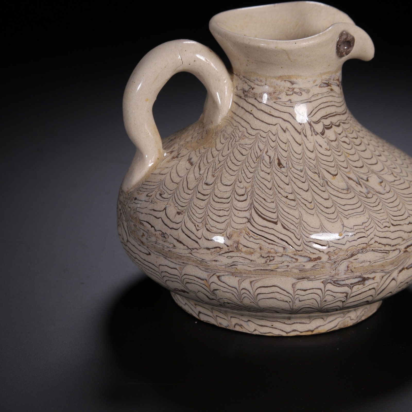 A CHINESE MARBLED CLAY EWER - 7