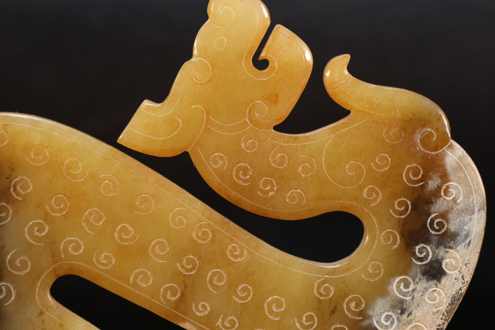 Jade Carved Cloud Pattern Dragon Shape Bi - 2