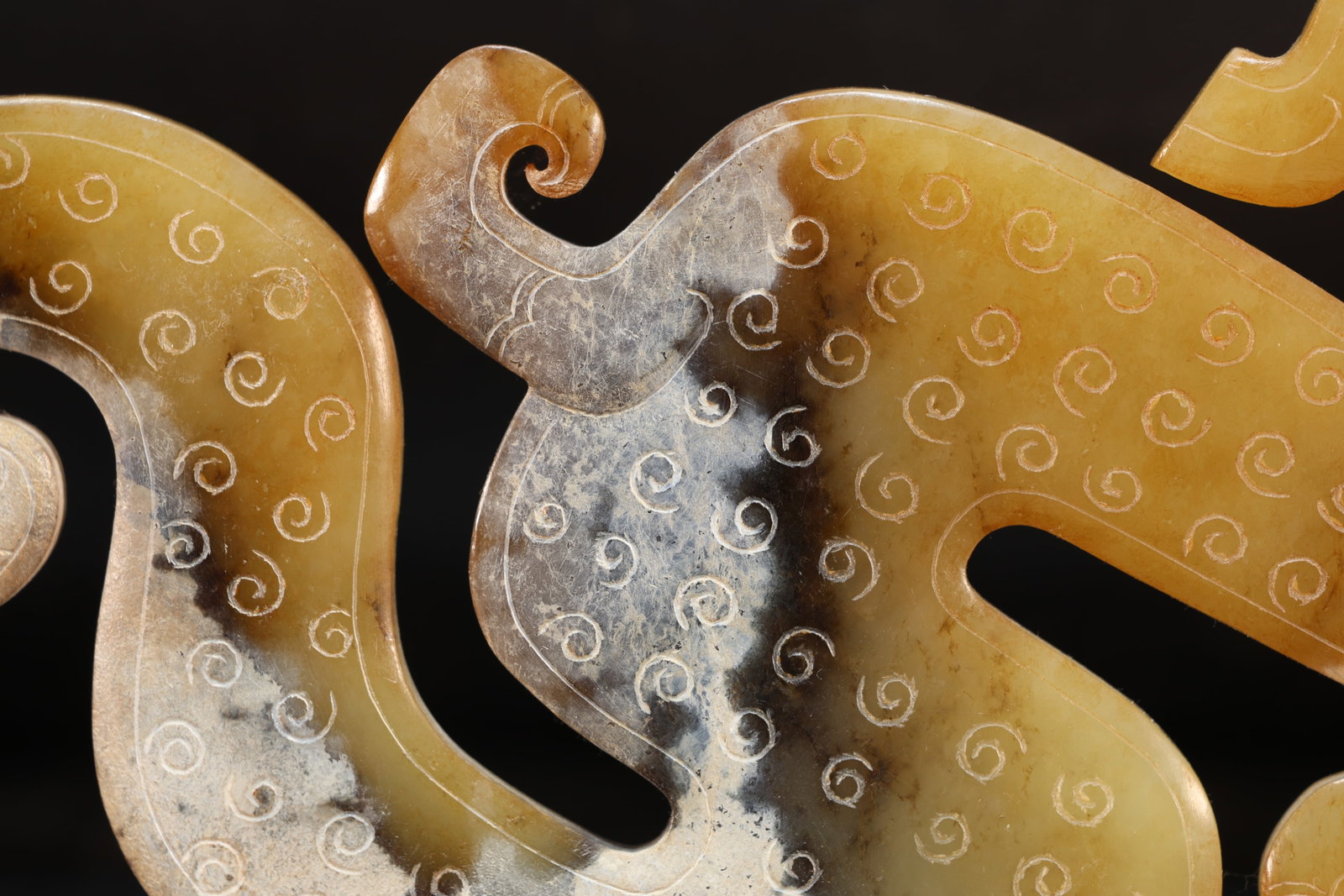 Jade Carved Cloud Pattern Dragon Shape Bi - 5
