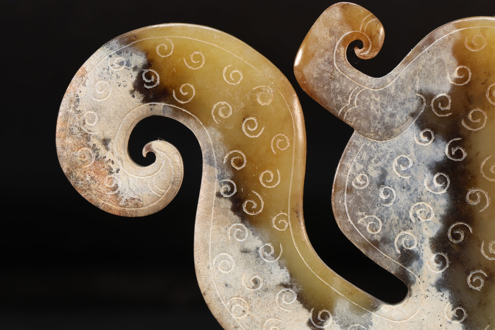 Jade Carved Cloud Pattern Dragon Shape Bi - 6