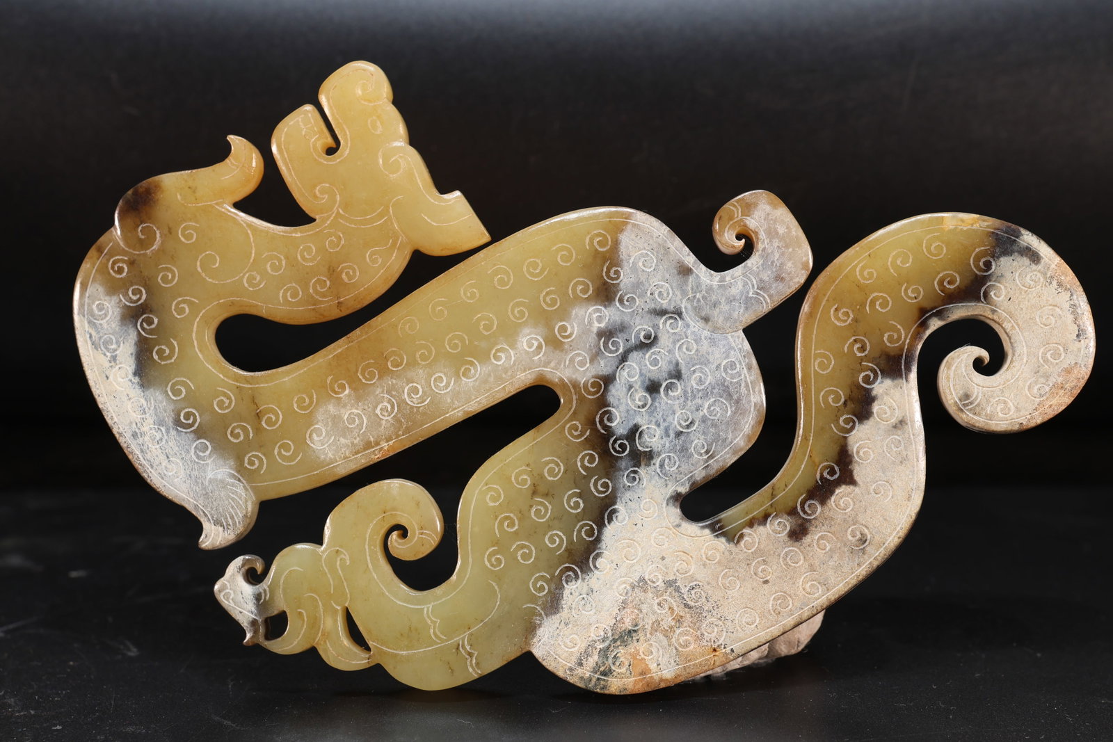 Jade Carved Cloud Pattern Dragon Shape Bi - 7