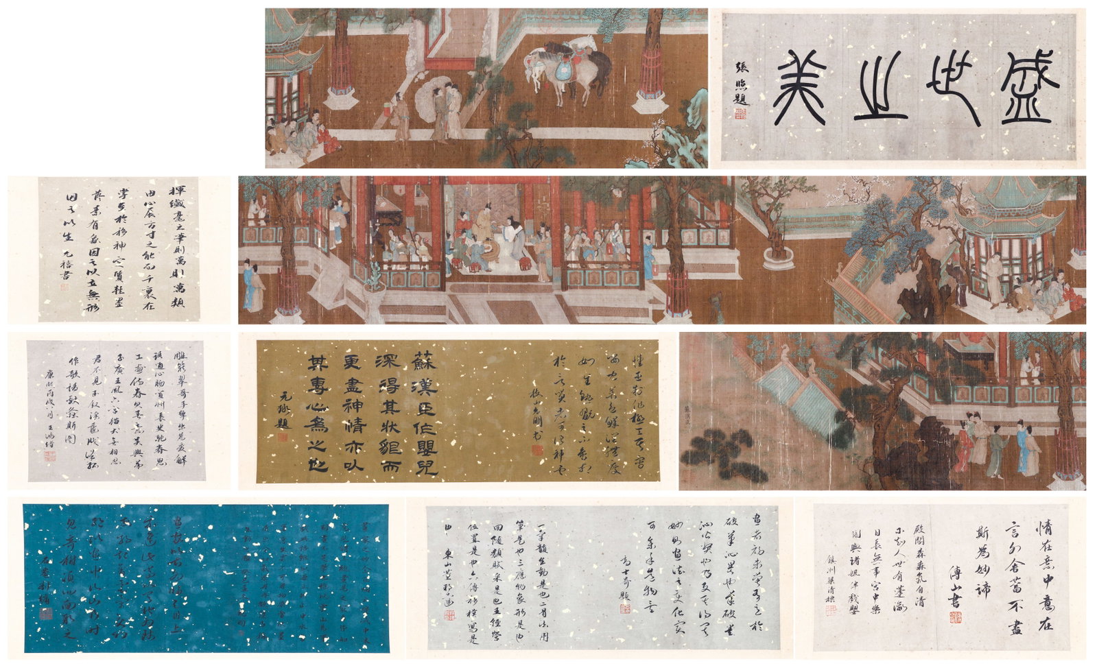 A CHINESE PAINTING OF COURT SCENES, SIGNED SU HANCHEN