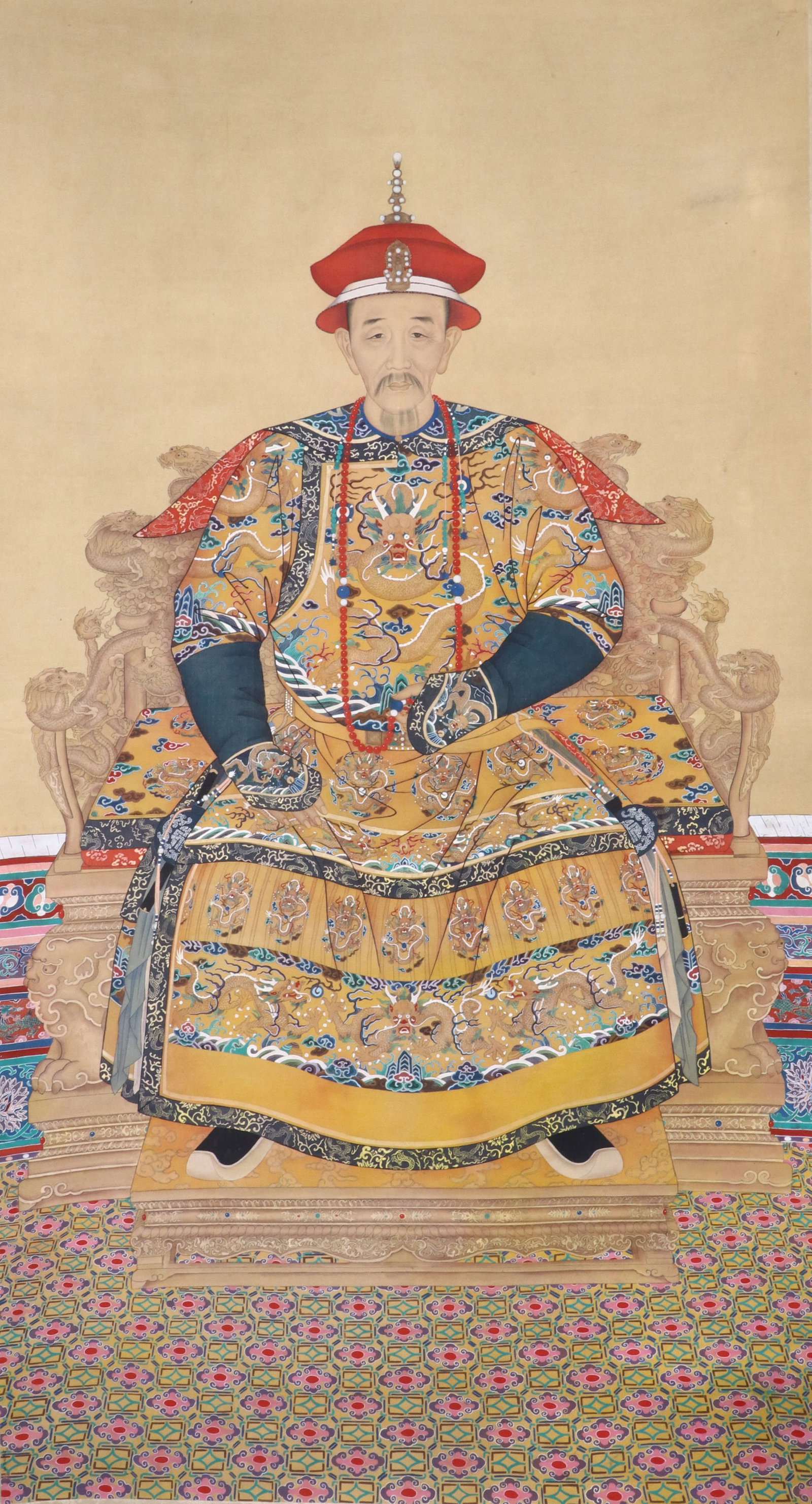 Lang Shining mark, Chinese Kangxi Portrait painting. Ink and Color on Silk, Hanging Scroll: Lang Shining mark, Chinese Kangxi Portrait painting. Ink and Color on Silk, Hanging Scroll (195 x 105cm)
