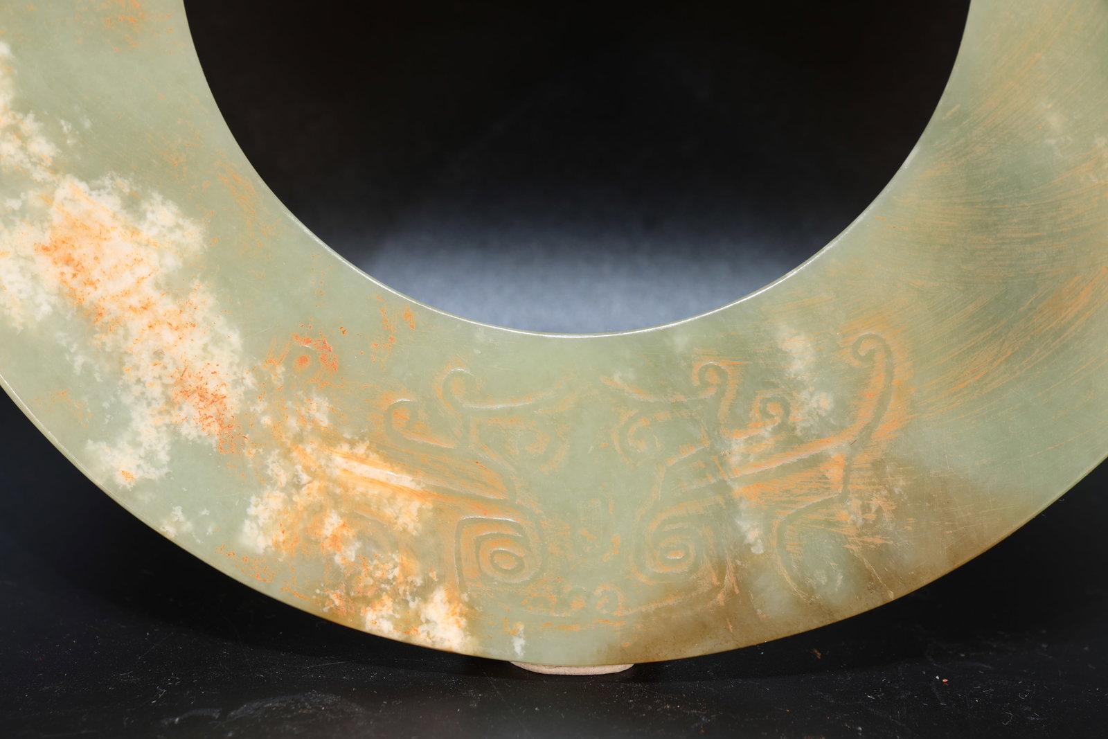 Jade Carved Beast Face Pattern Bi - 8