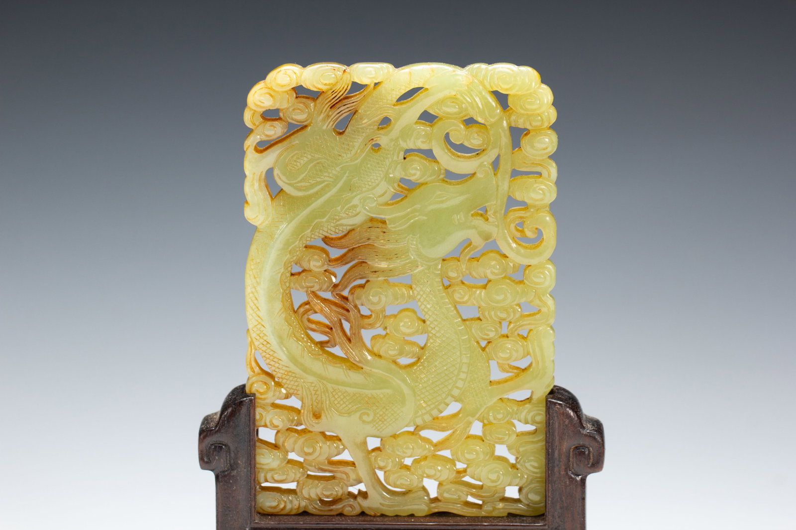 CHINESE YELLOW JADE TABLE SCREEN - 2