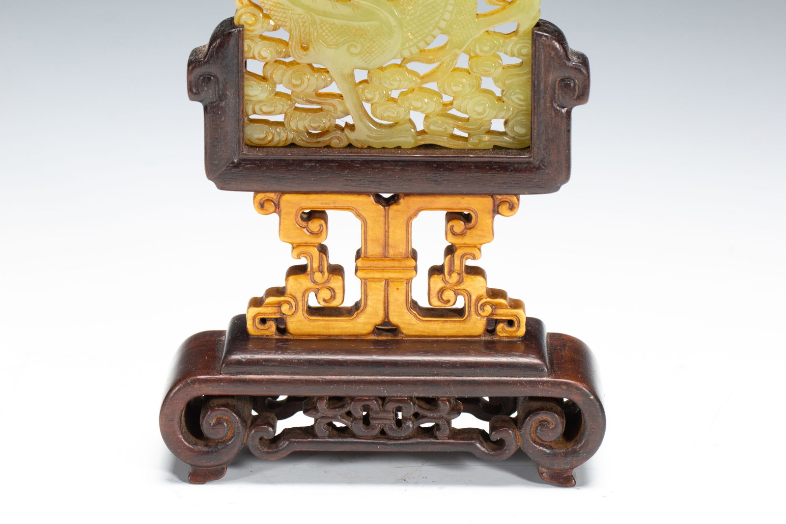 CHINESE YELLOW JADE TABLE SCREEN - 4