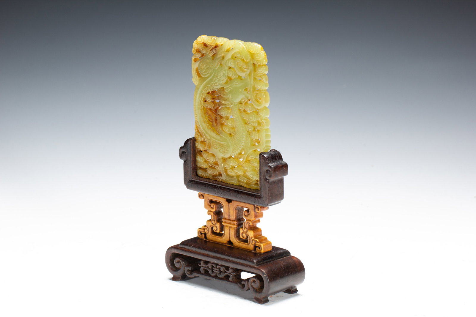 CHINESE YELLOW JADE TABLE SCREEN - 5