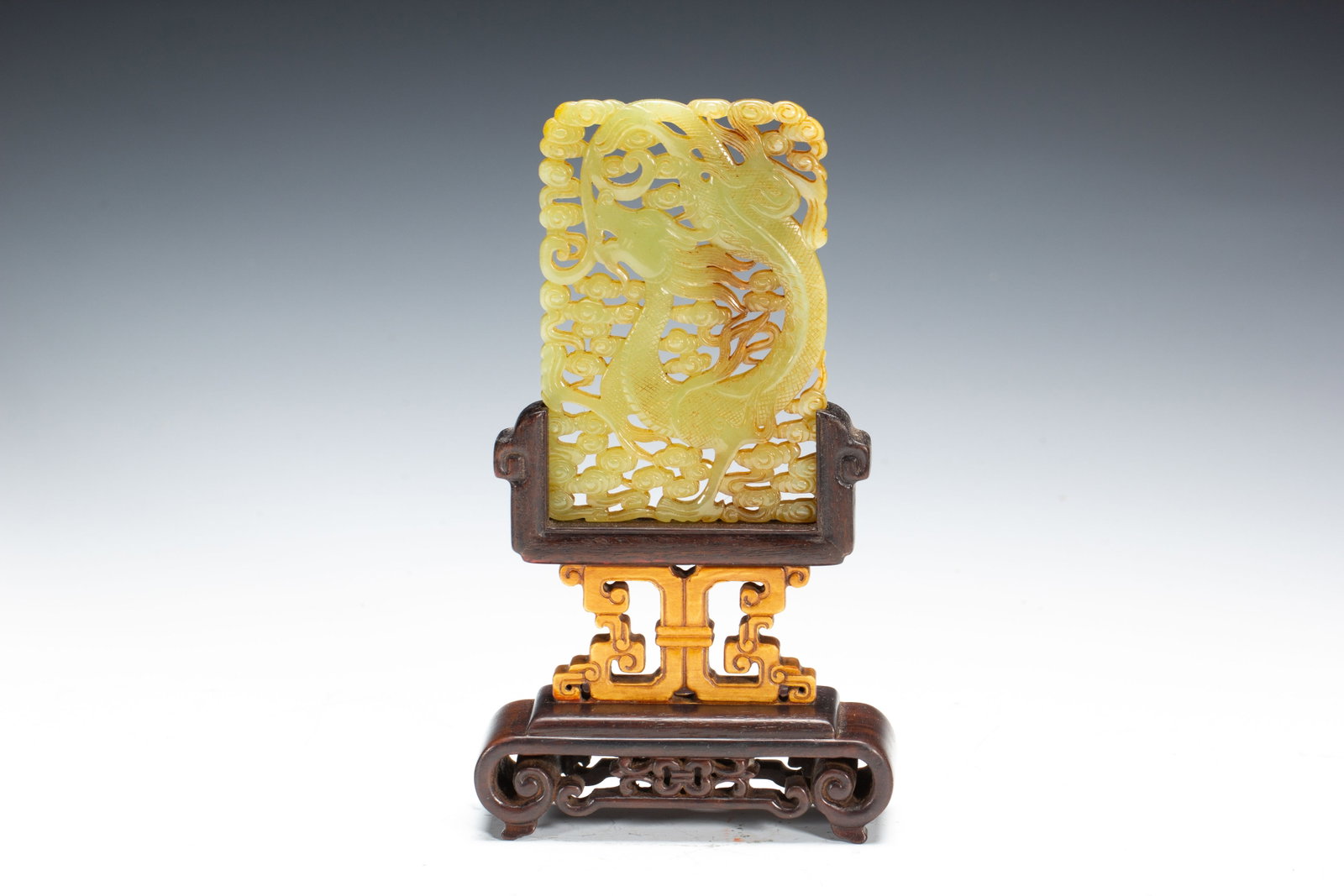 CHINESE YELLOW JADE TABLE SCREEN - 7