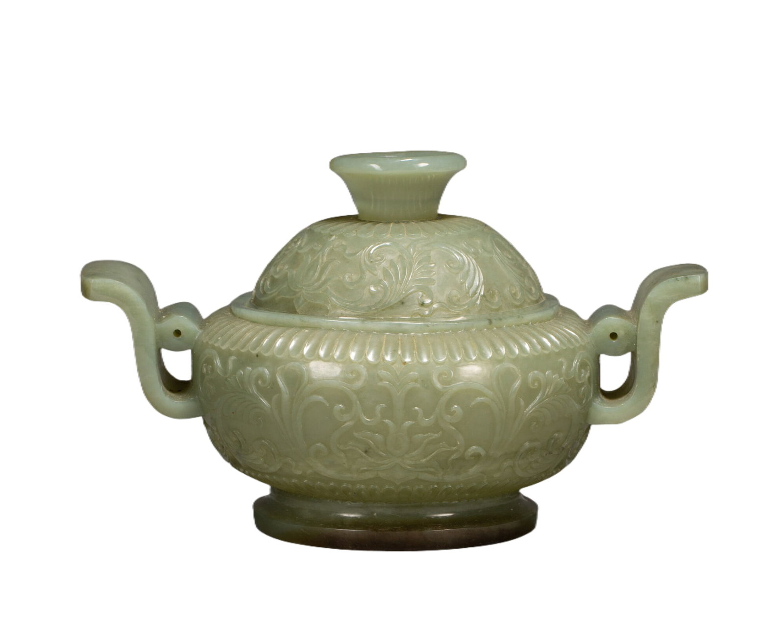 A CHINESE HETIAN JADE CENSER: A CHINESE HETIAN JADE CENSER (18 x 12 x 11cm,Weight 350g)
