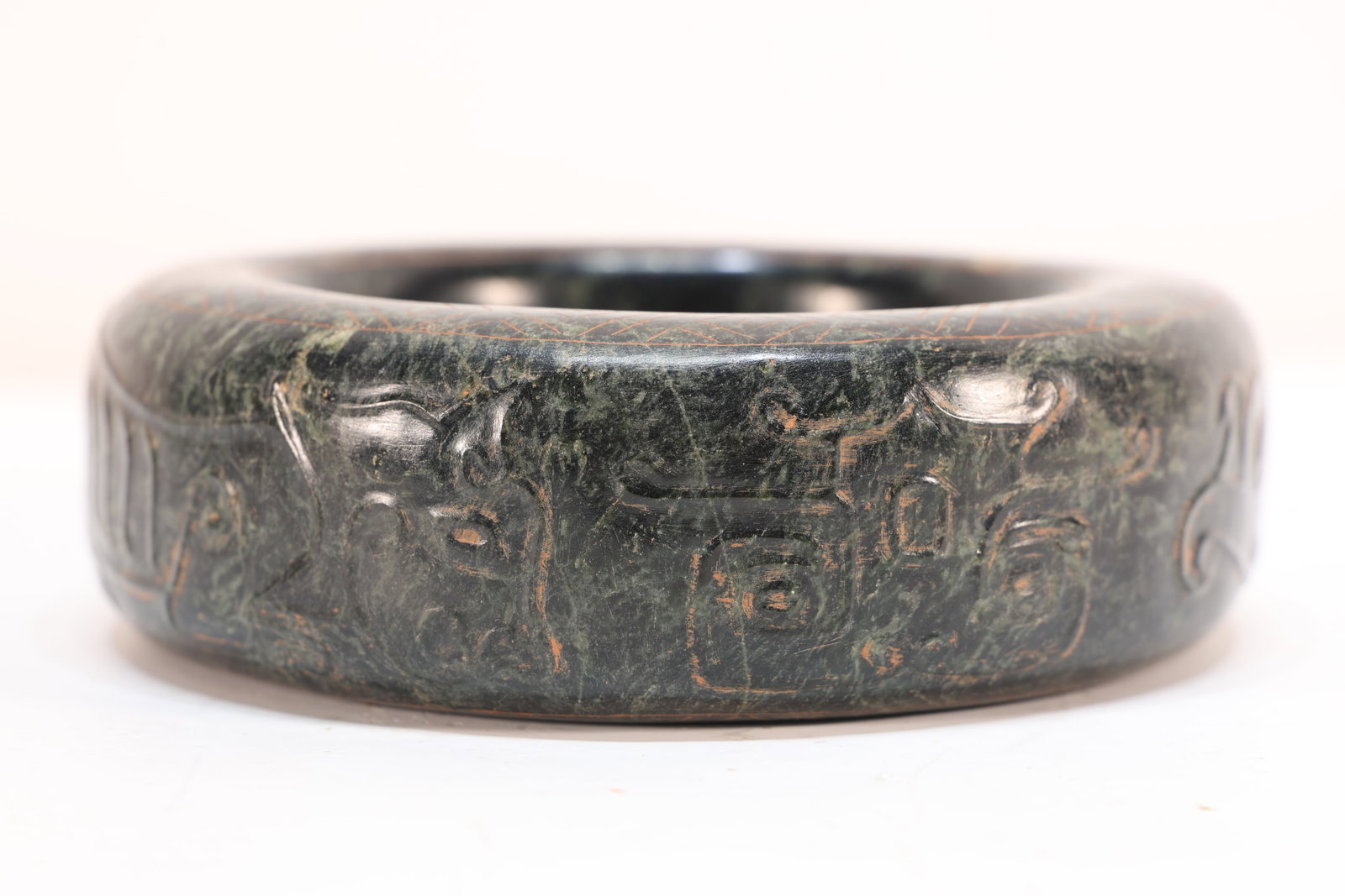 Jade Carved Beast Face Pattern Cong - 2